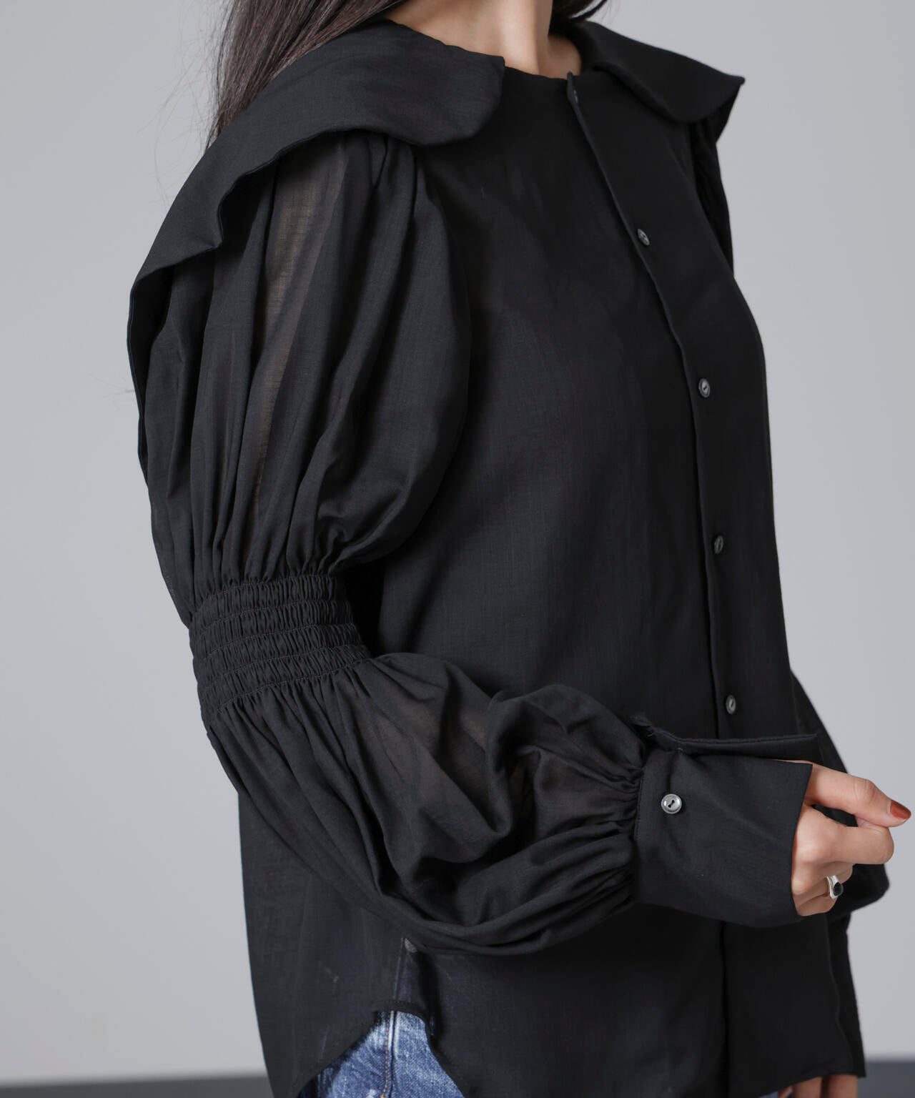 RhodolirioN/Two-way Cape Collar Blouse 6714220018