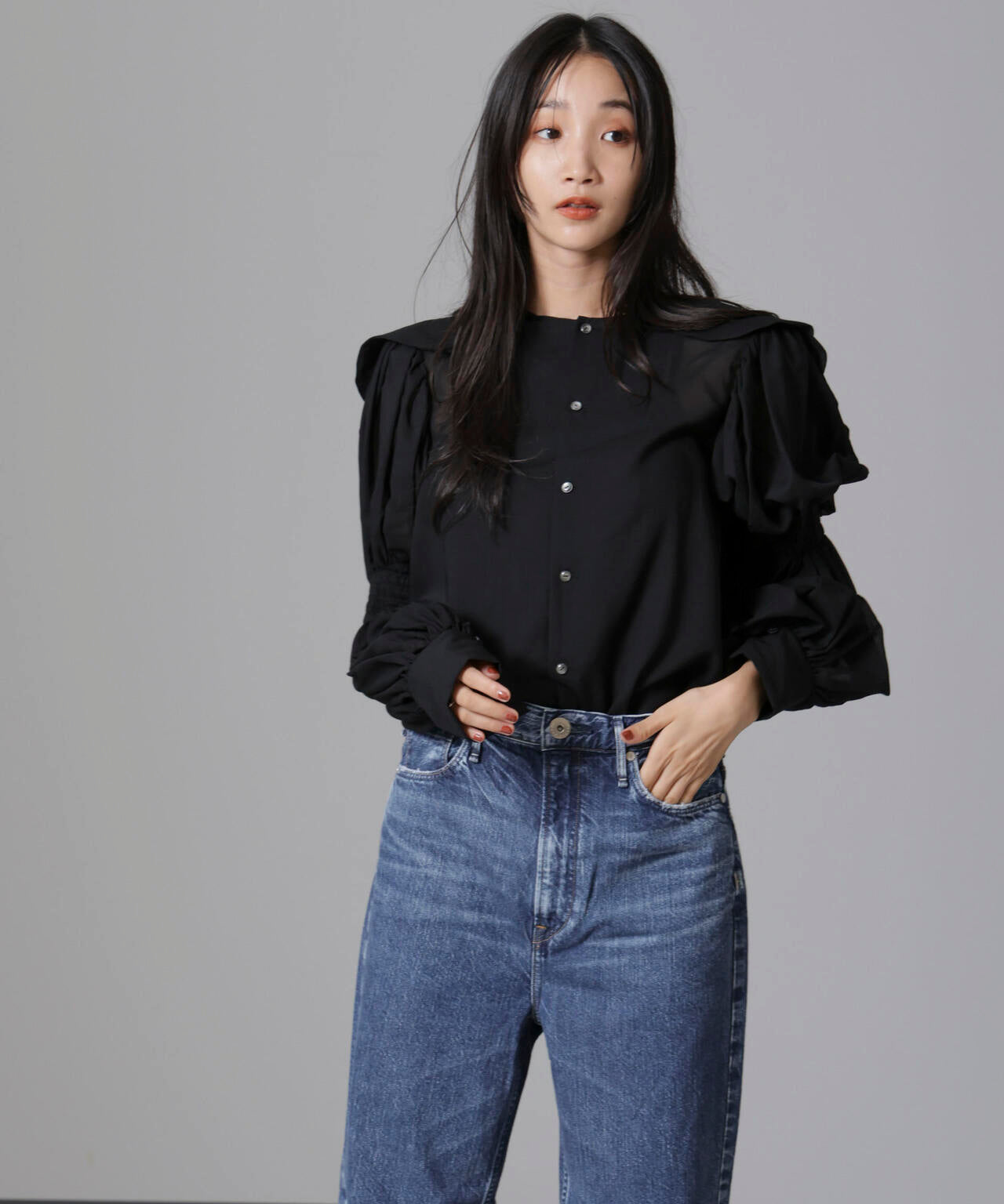 RhodolirioN/Two-way Cape Collar Blouse 6714220018
