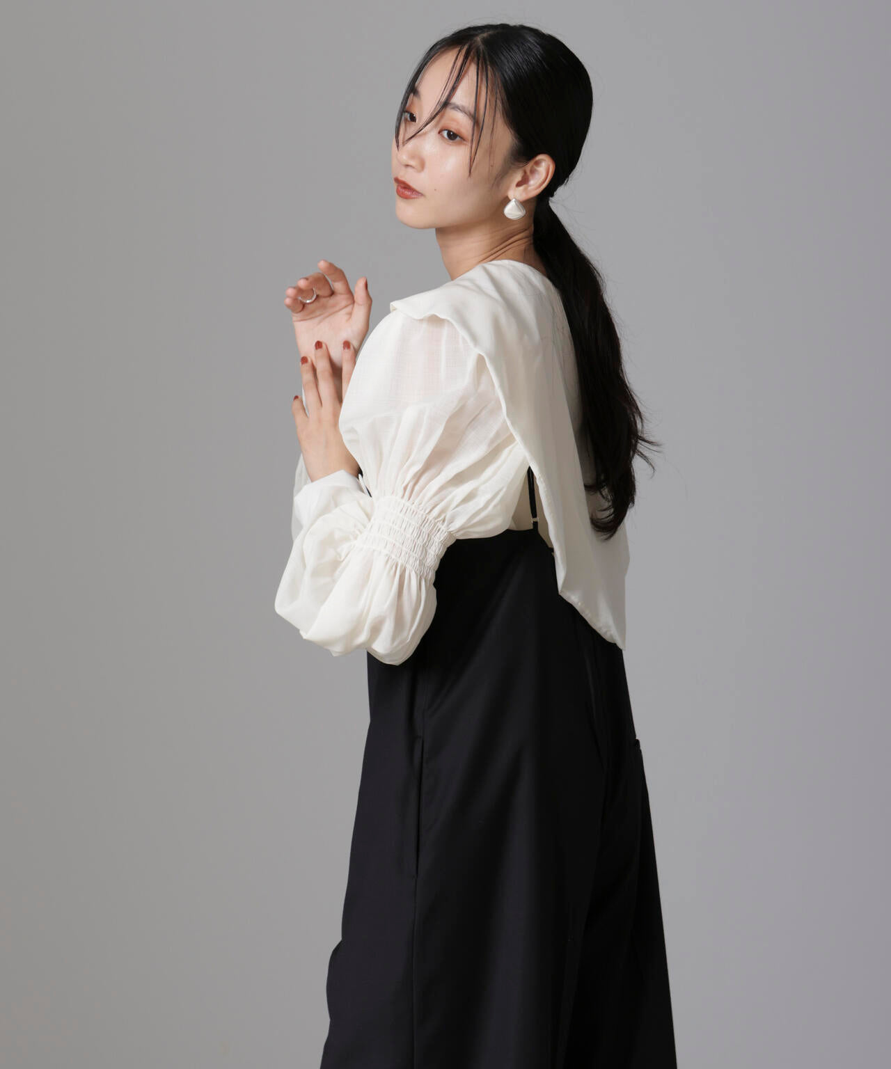 RhodolirioN/Two-way Cape Collar Blouse 6714220018