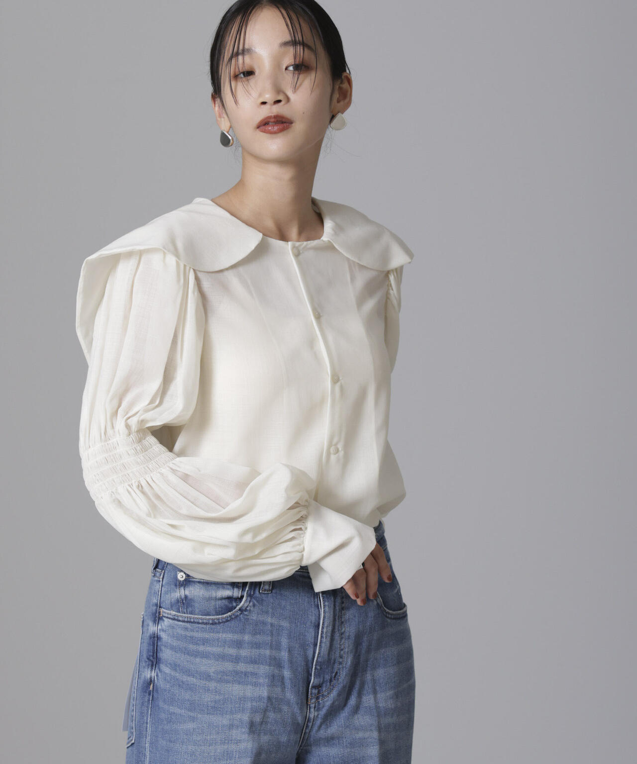 RhodolirioN/Two-way Cape Collar Blouse 6714220018