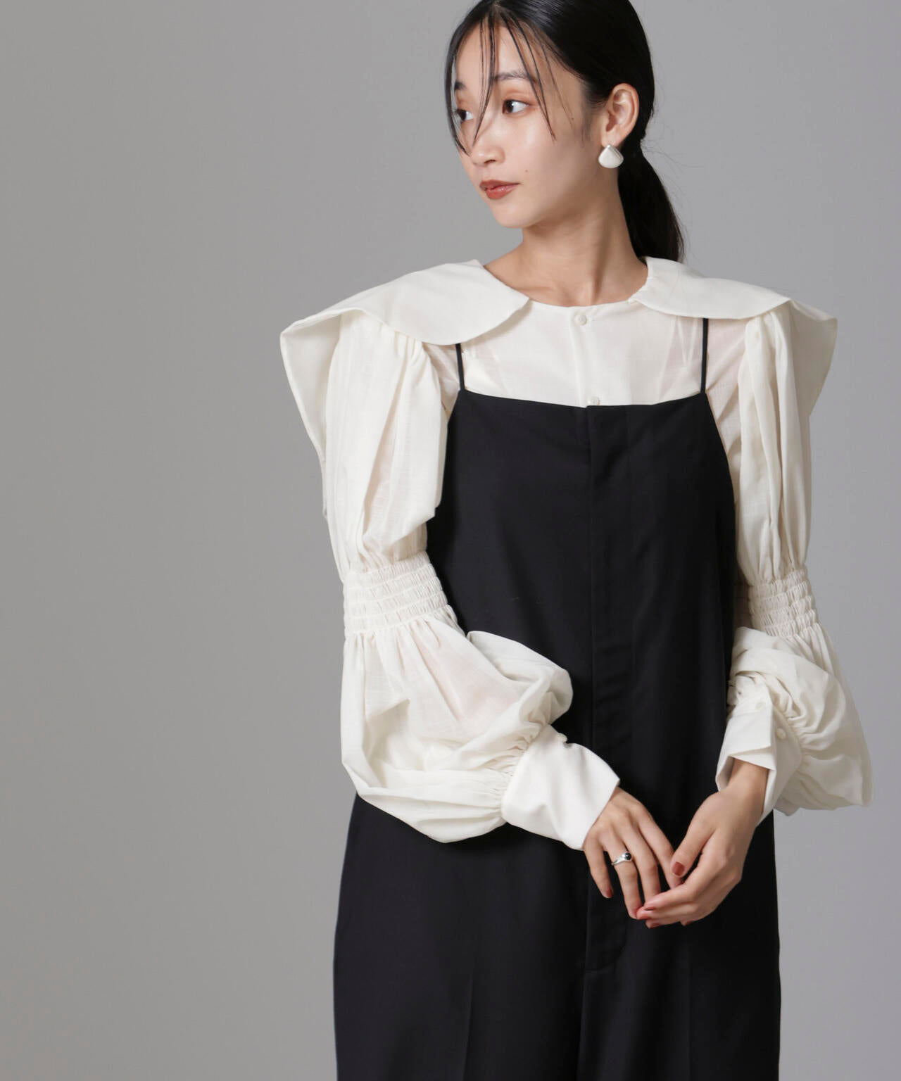 RhodolirioN/Two-way Cape Collar Blouse 6714220018