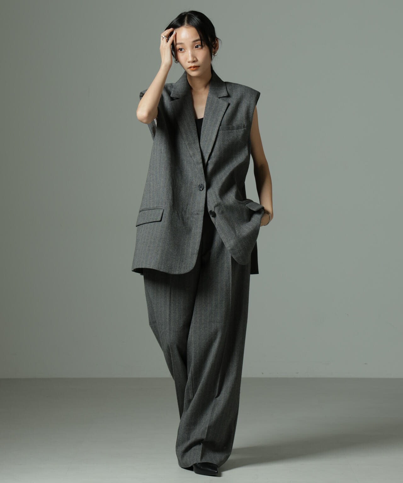 SECOND FEMALE/Hollanda Oversize Waistcoat(セットアップ可) 6714225004