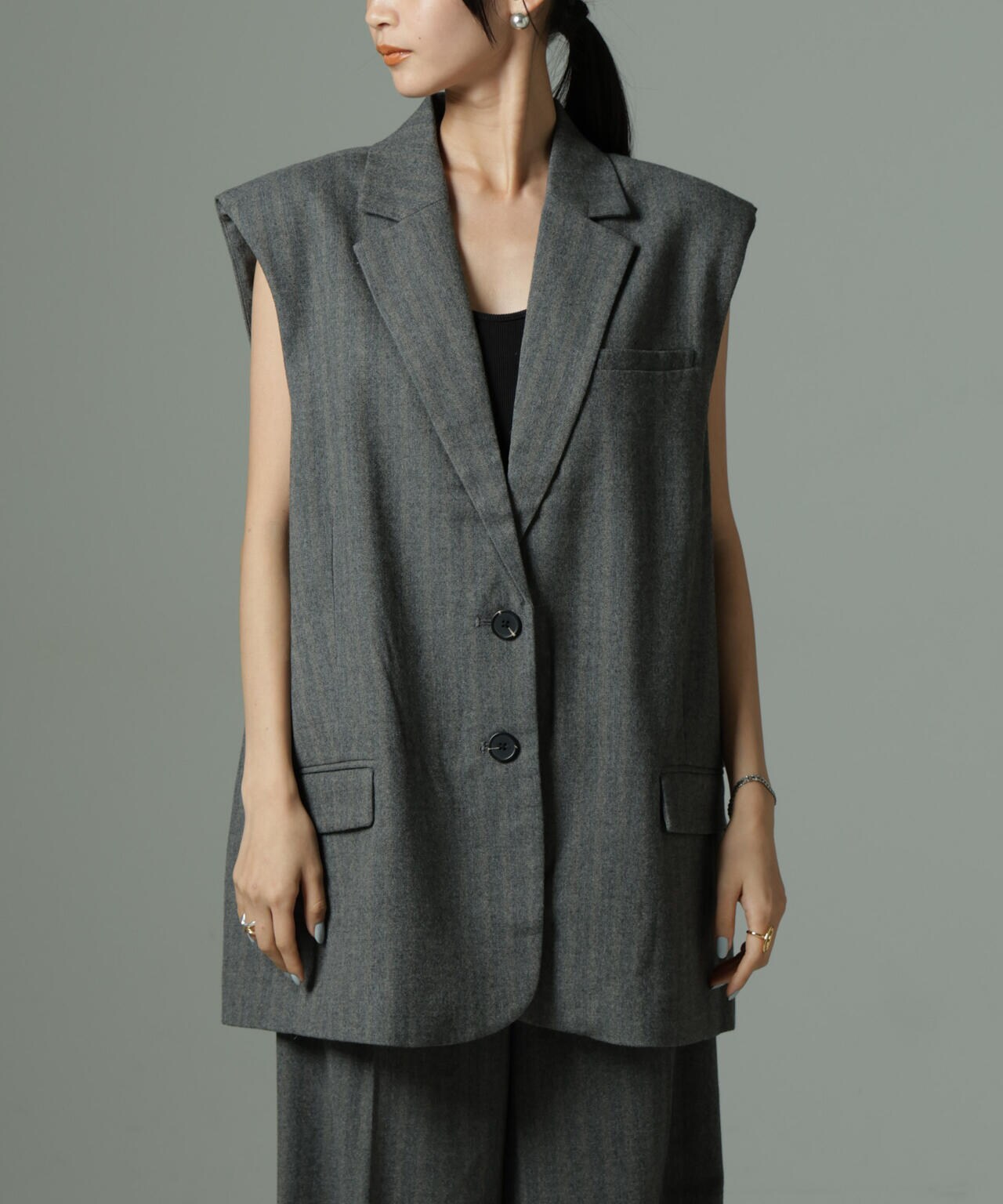 SECOND FEMALE/Hollanda Oversize Waistcoat(セットアップ可) 6714225004