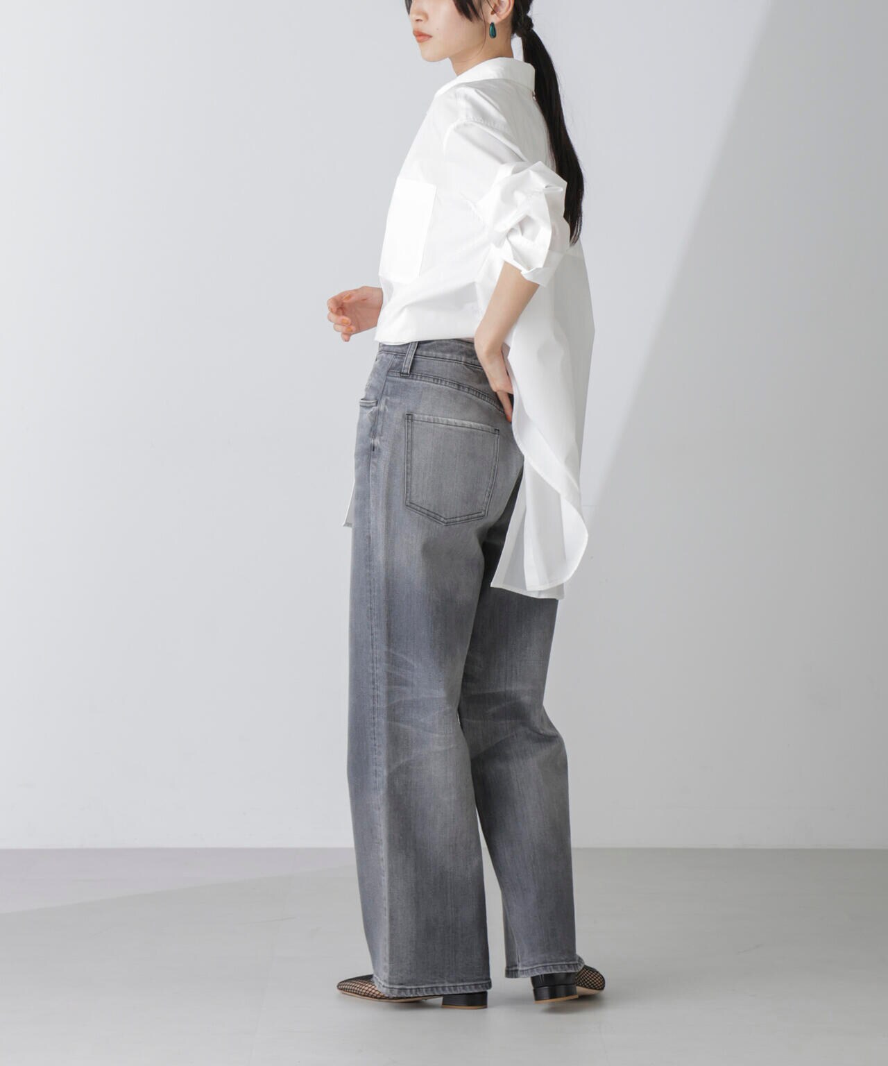 Healthy DENIM/別注 Pink Pepper ワイドストレートデニム グレー 6714227016