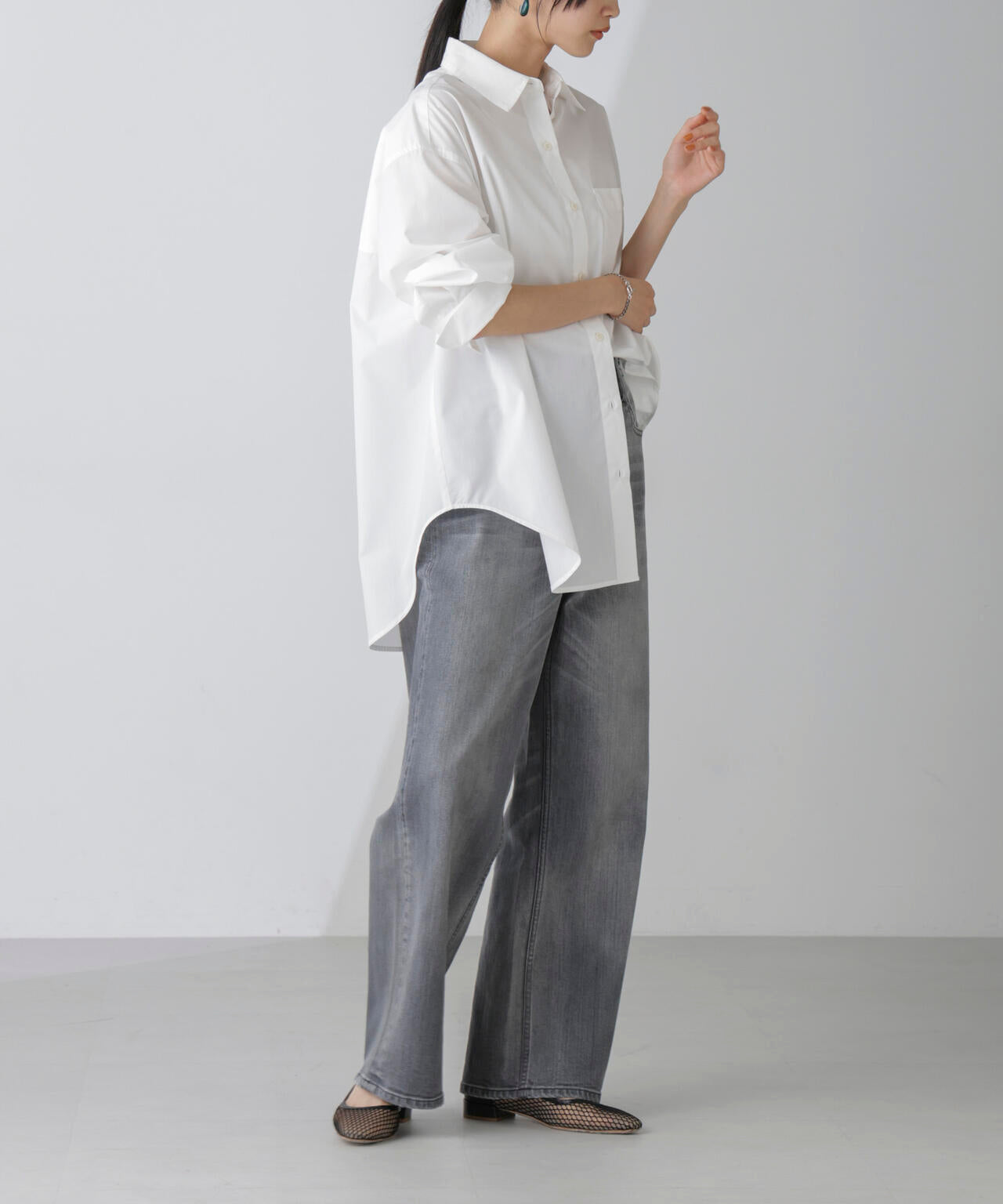 Healthy DENIM/別注 Pink Pepper ワイドストレートデニム グレー 6714227016