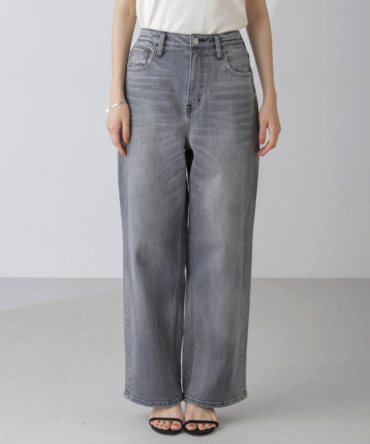 Healthy DENIM/別注 Pink Pepper ワイドストレートデニム グレー 6714227016