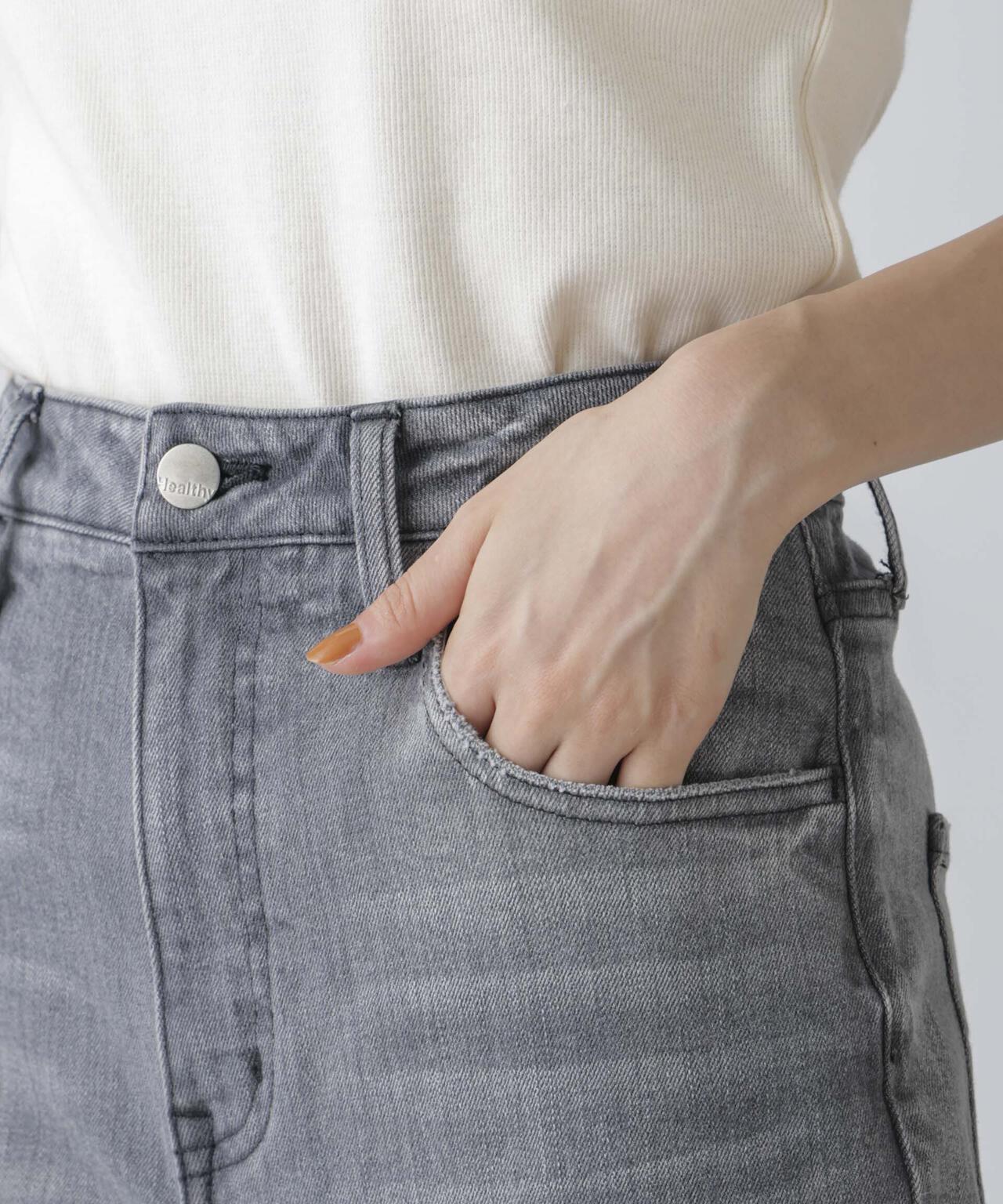 Healthy DENIM/別注 Pink Pepper ワイドストレートデニム グレー 6714227016