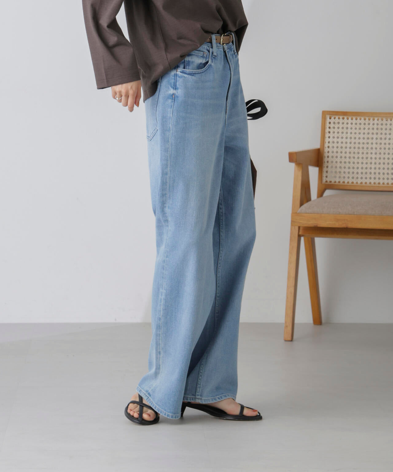Healthy DENIM/別注PinkPepper ワイドストレートデニム L.ブルー 6714227017