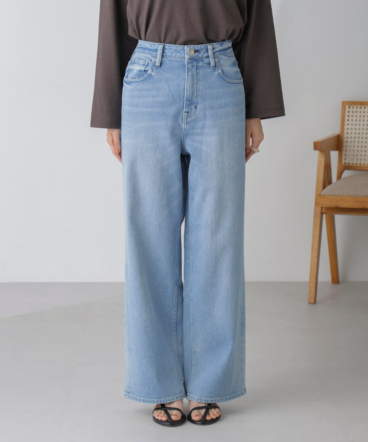 Healthy DENIM/別注PinkPepper ワイドストレートデニム L.ブルー 6714227017