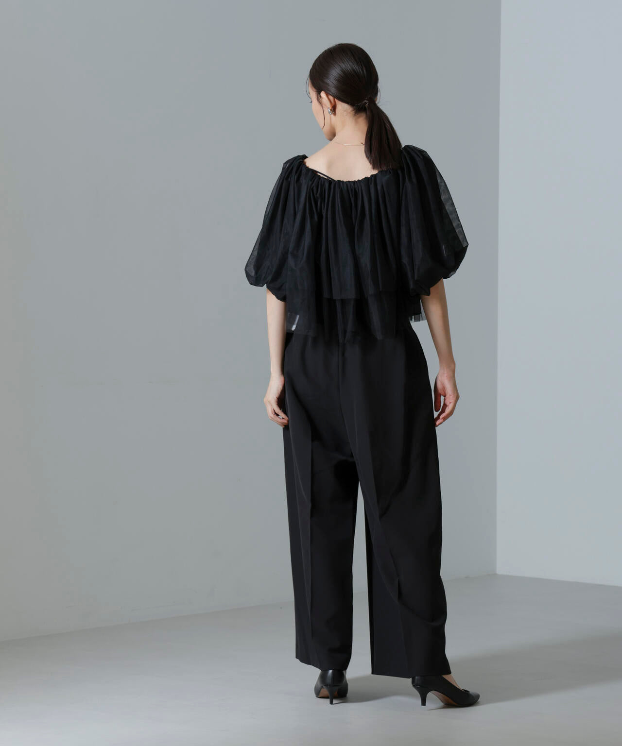 troisiemechaco/TULLE DOUBLECLOTH セットアップパンツ 6714229001