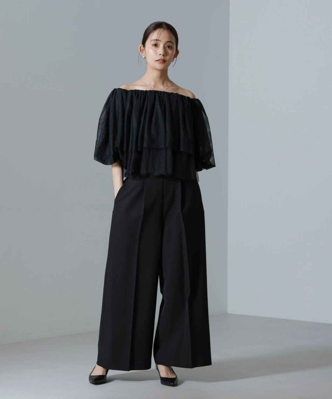 troisiemechaco/TULLE DOUBLECLOTH セットアップパンツ 6714229001