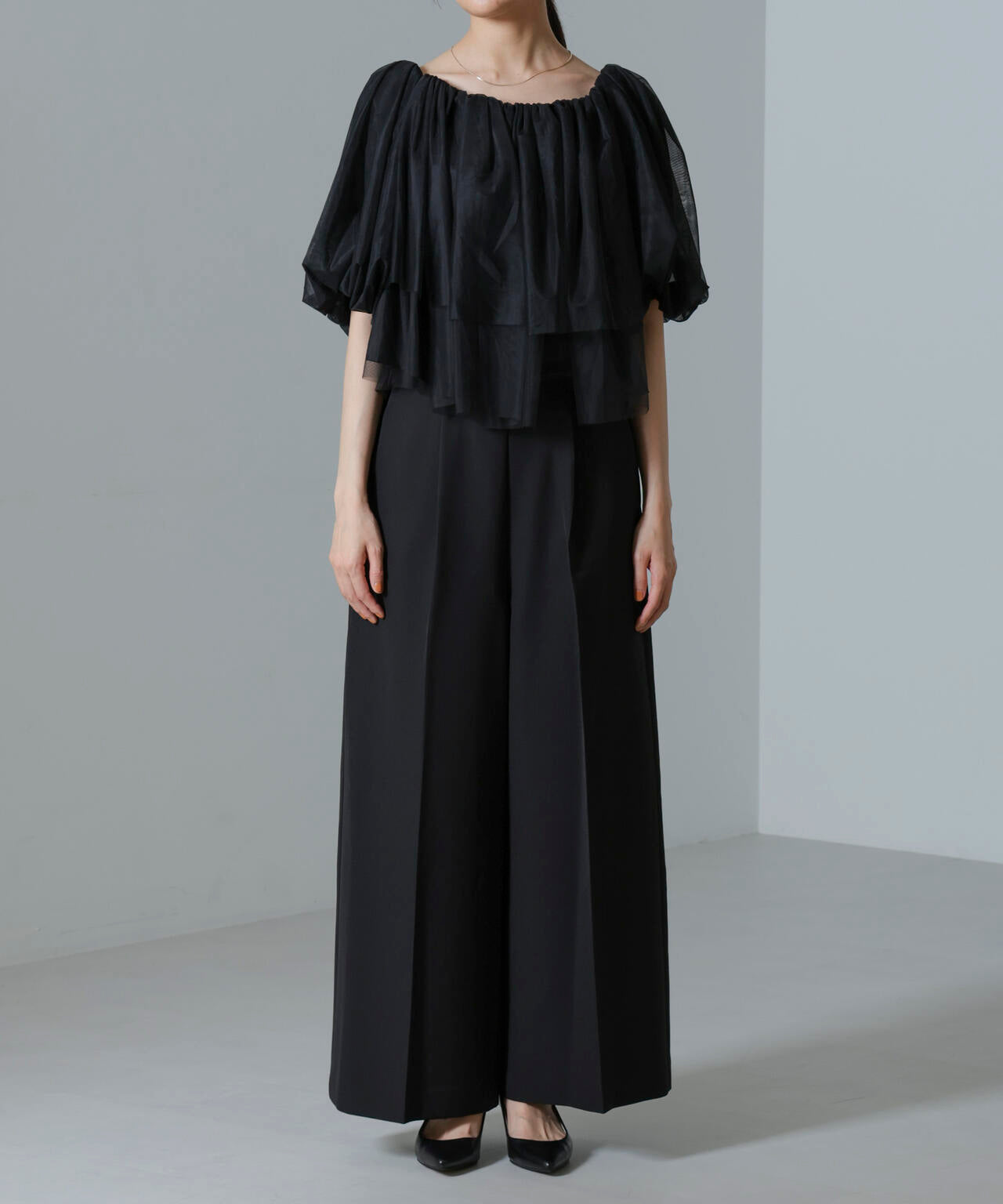 troisiemechaco/TULLE DOUBLECLOTH セットアップパンツ 6714229001