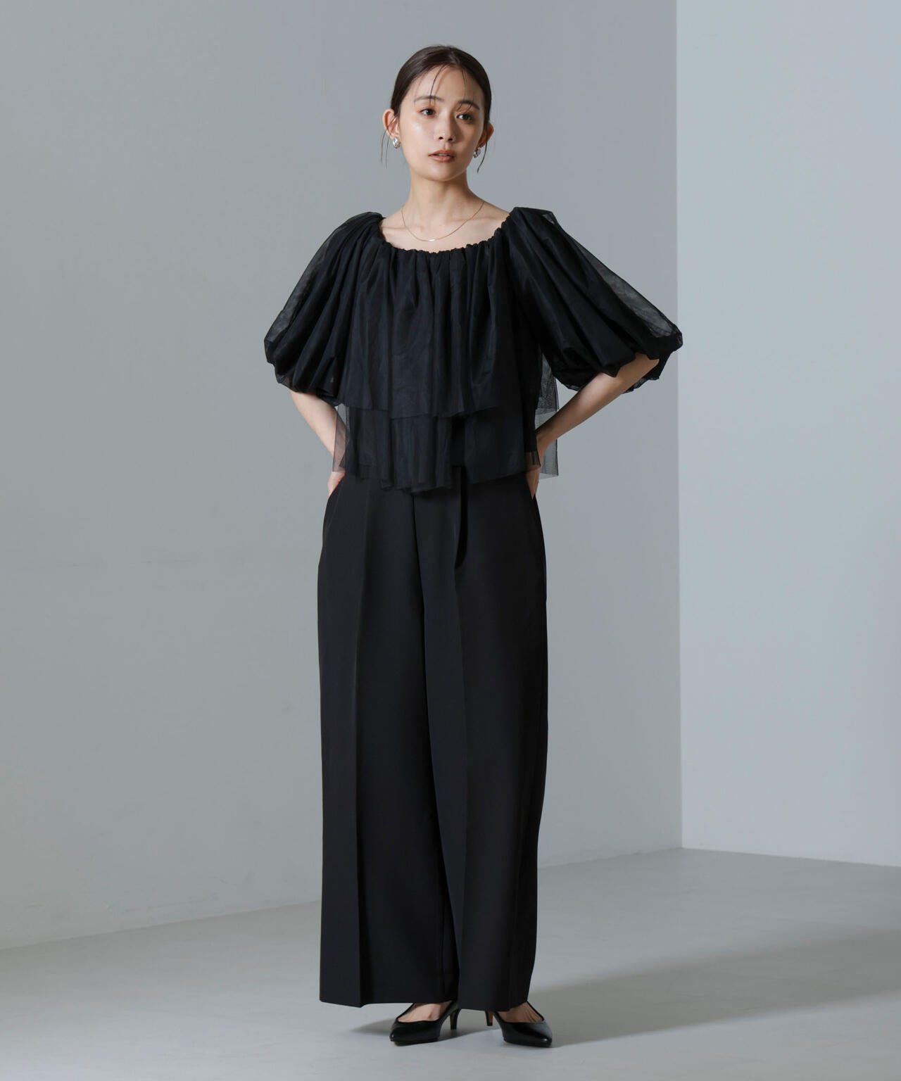 troisiemechaco/TULLE DOUBLECLOTH セットアップパンツ 6714229001