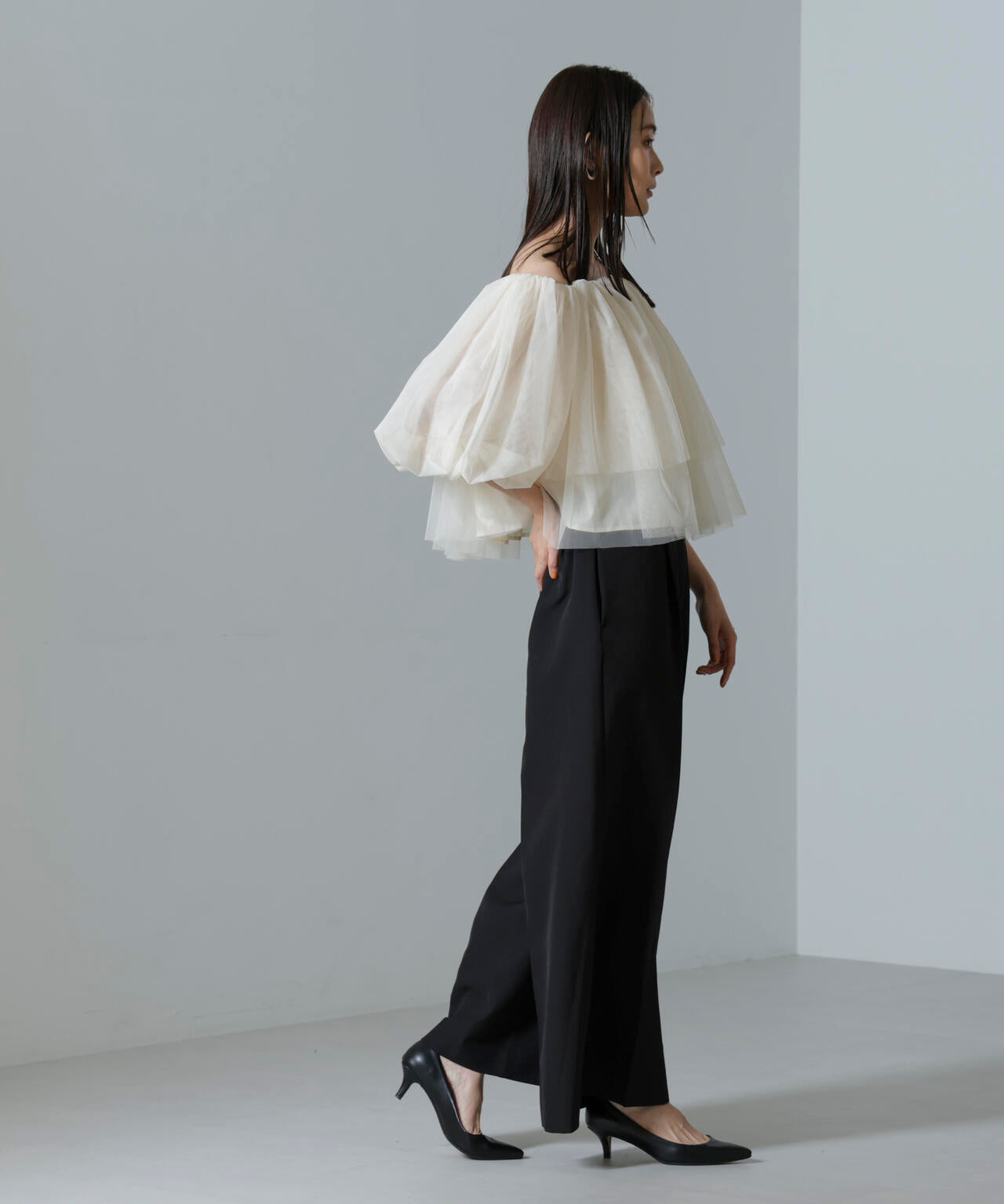 troisiemechaco/TULLE DOUBLECLOTH セットアップパンツ 6714229001