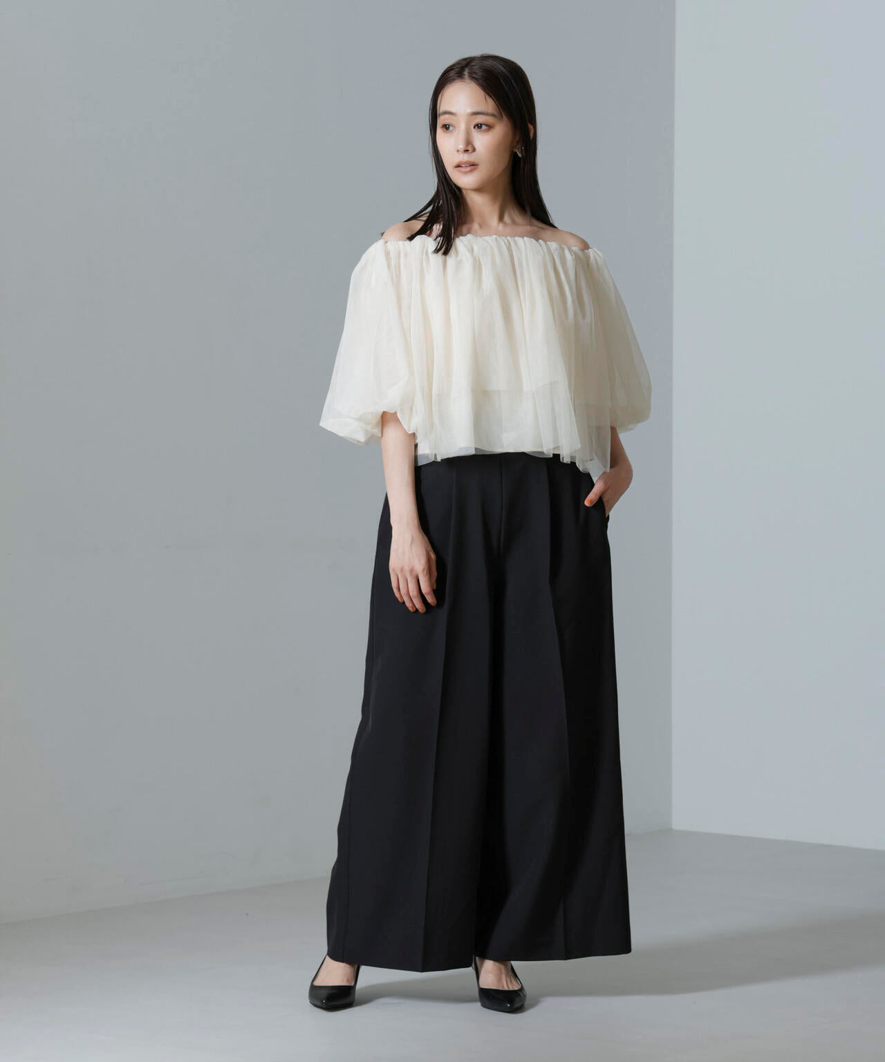 troisiemechaco/TULLE DOUBLECLOTH セットアップパンツ 6714229001