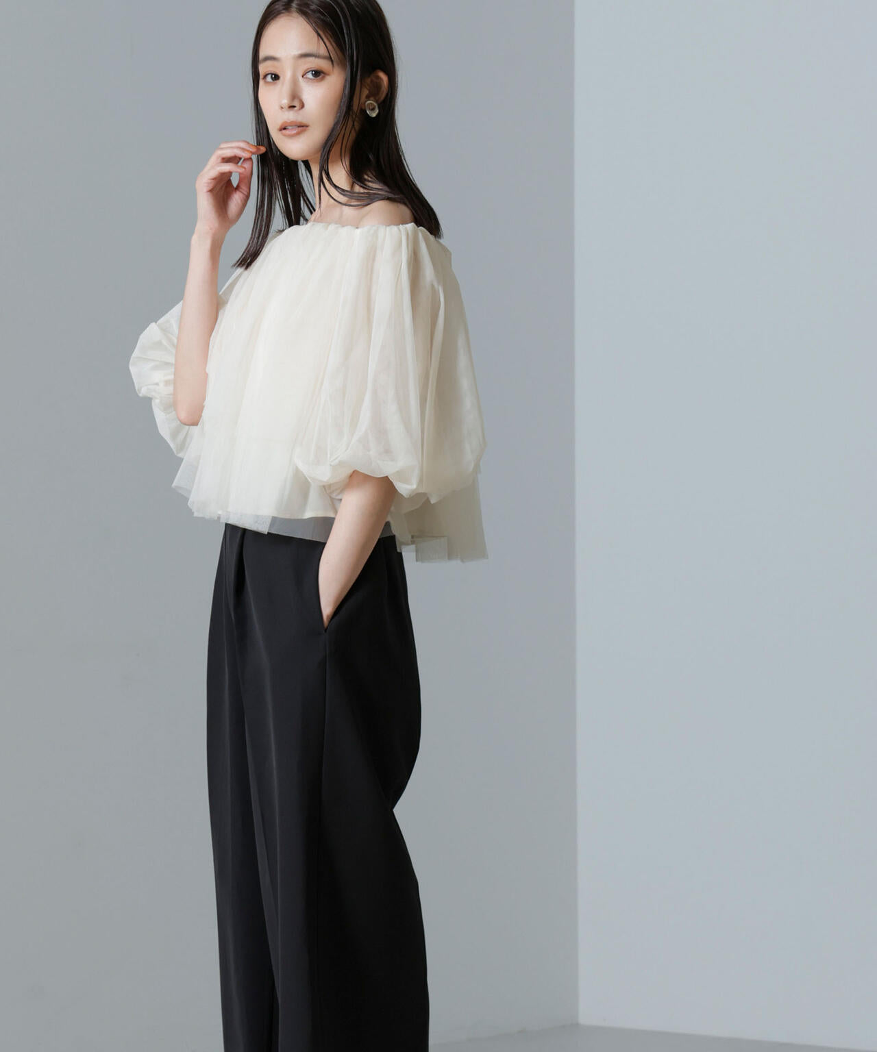 troisiemechaco/TULLE DOUBLECLOTH セットアップパンツ 6714229001