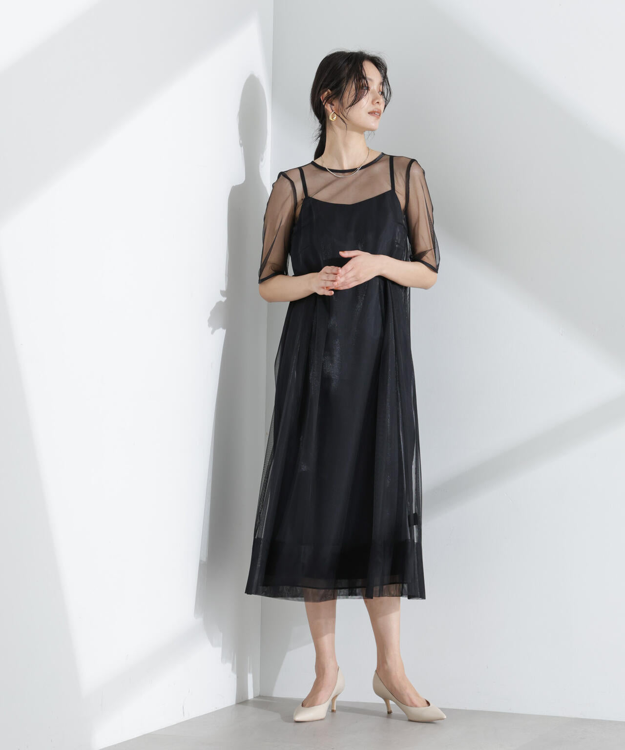 kaene/シャンブレーキャミドッキングドレス 6715119057