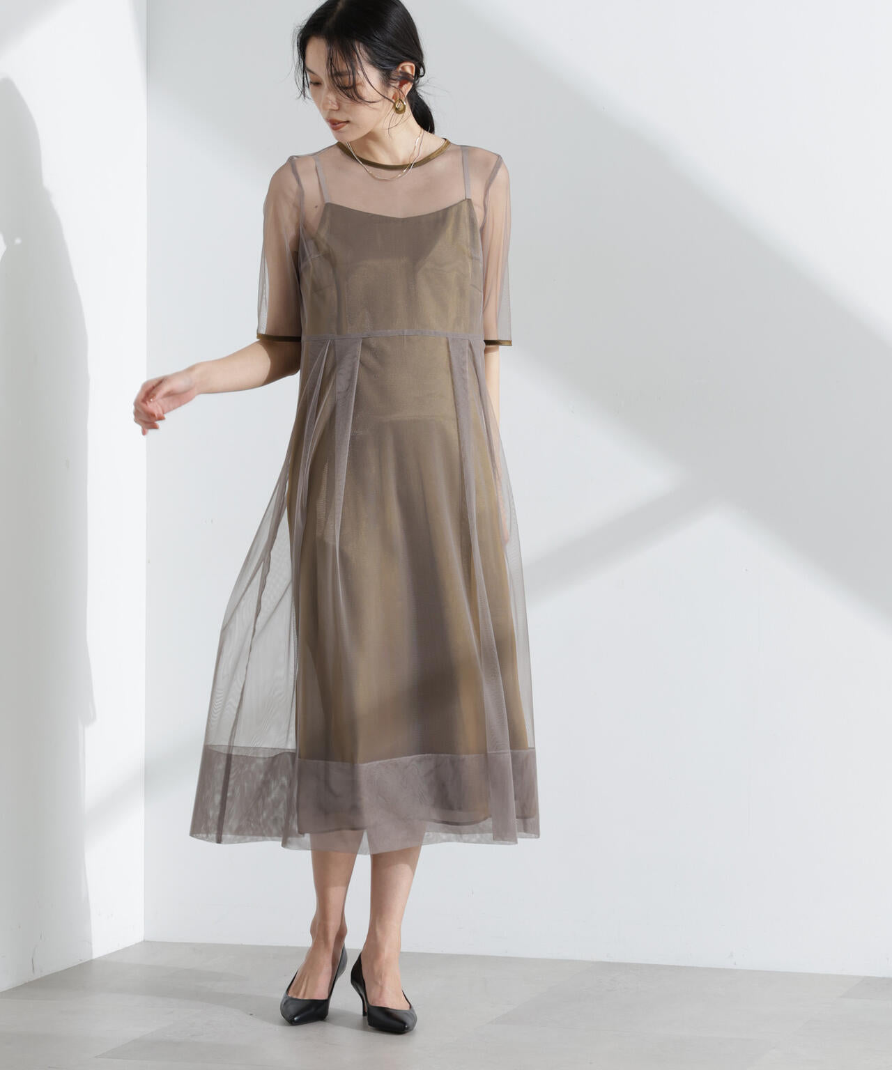 kaene/シャンブレーキャミドッキングドレス 6715119057