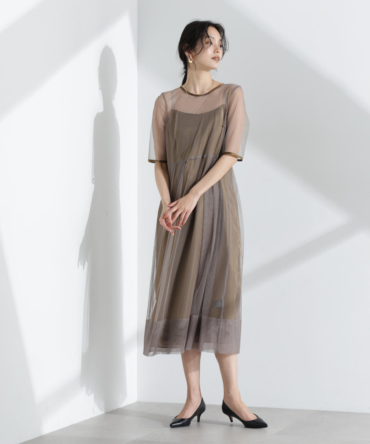 kaene/シャンブレーキャミドッキングドレス 6715119057