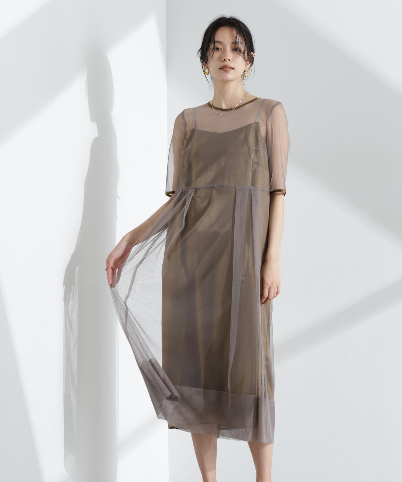 kaene/シャンブレーキャミドッキングドレス 6715119057