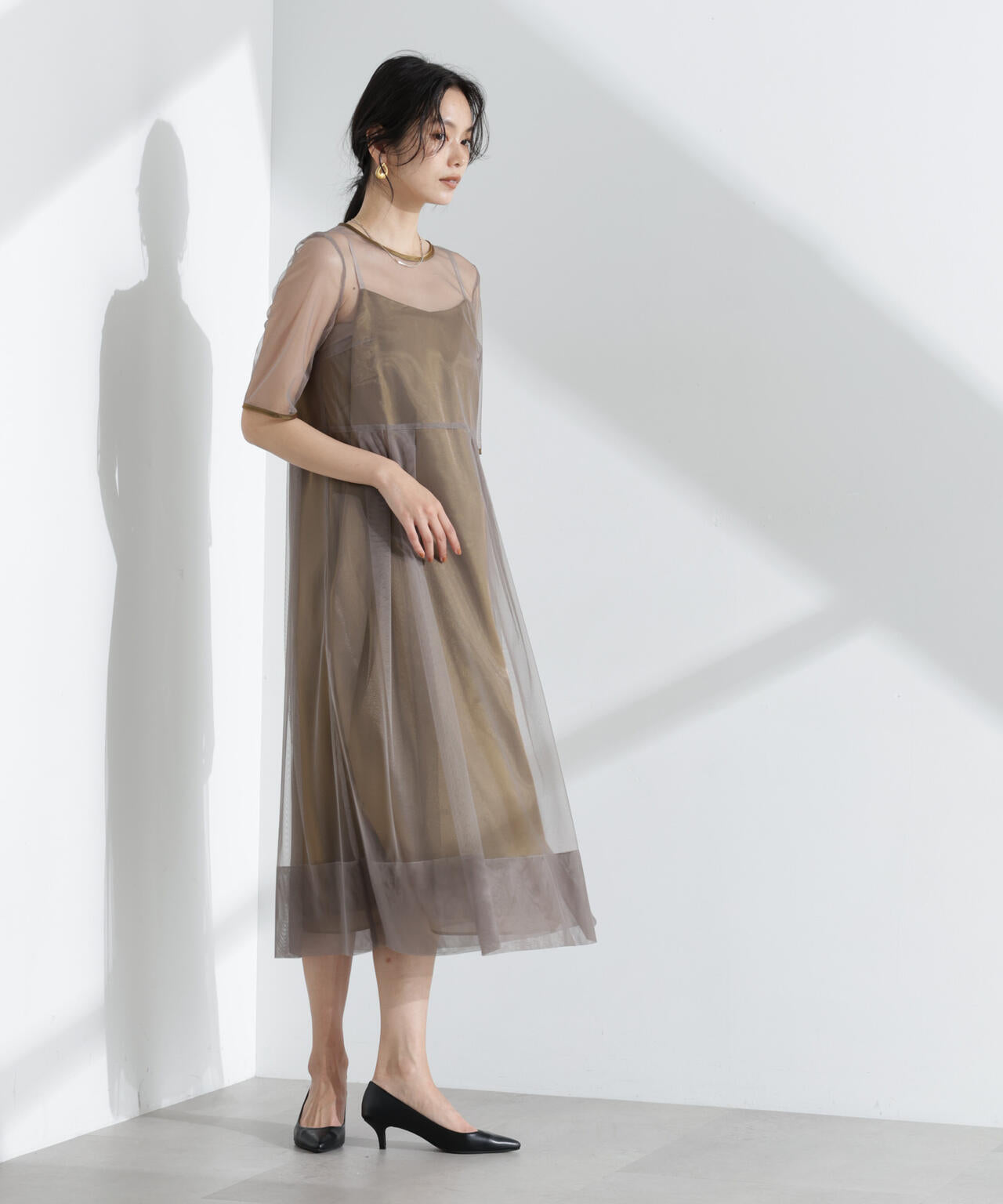 kaene/シャンブレーキャミドッキングドレス 6715119057