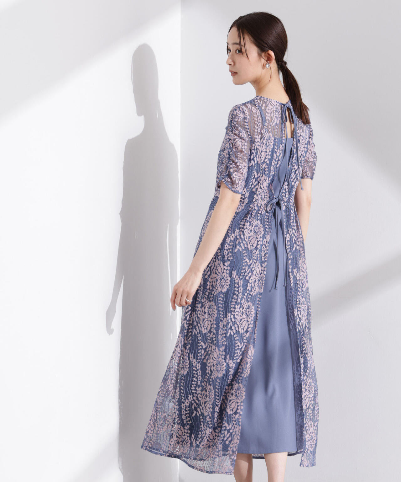 kaene/配色レースエプロンワンピース 6715119058