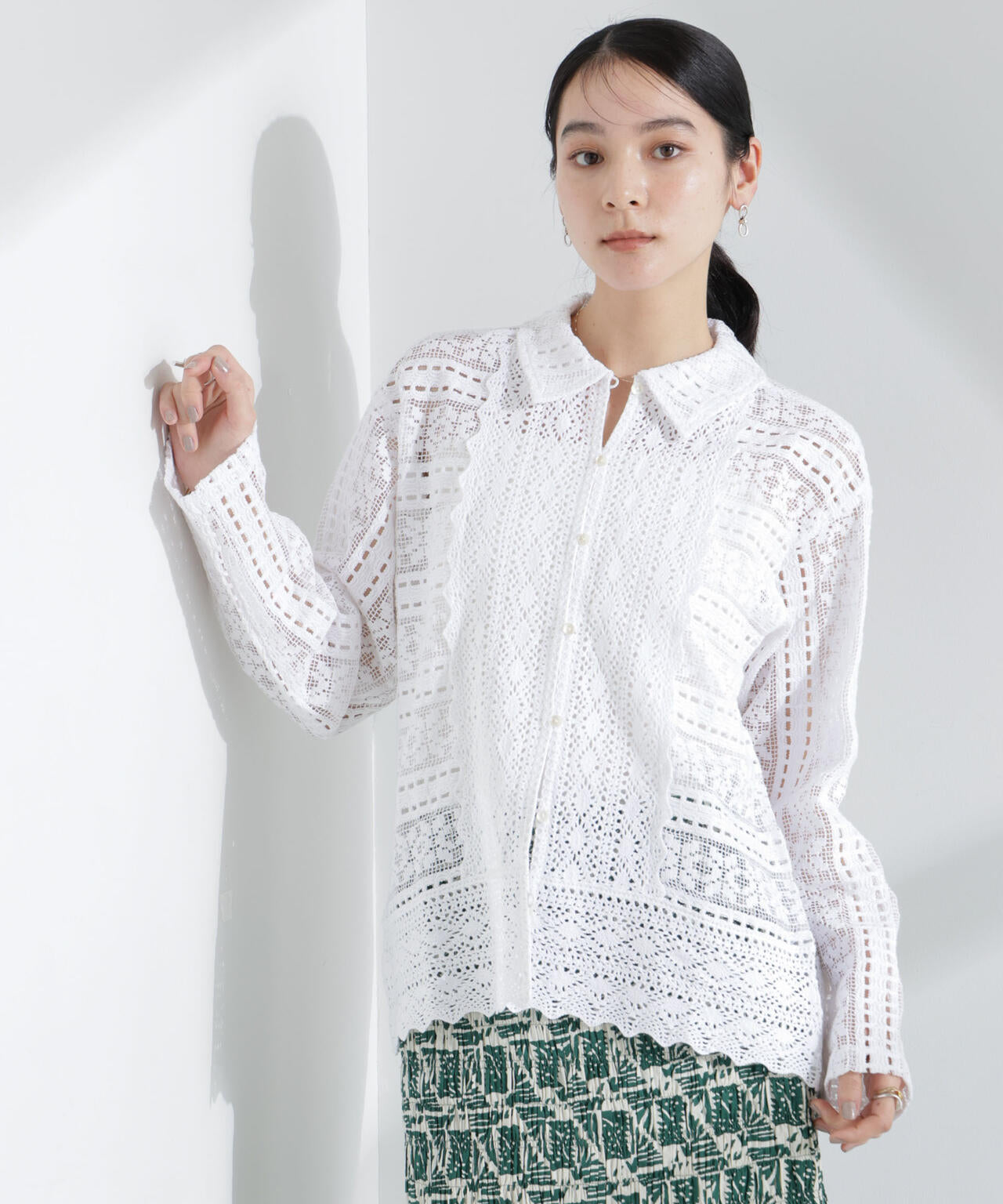 Sara mallika/COTTON BORDER LACE TOP 6715120033