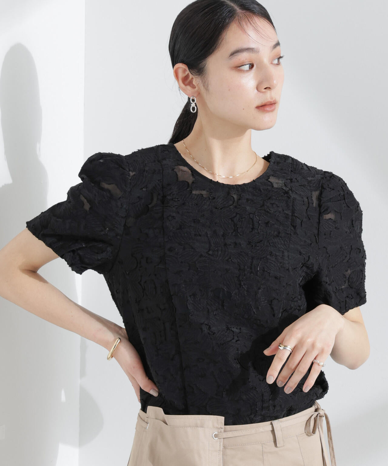 BAUM UND PFERDGARTEN/Flower Jacquard トップス 6715121004