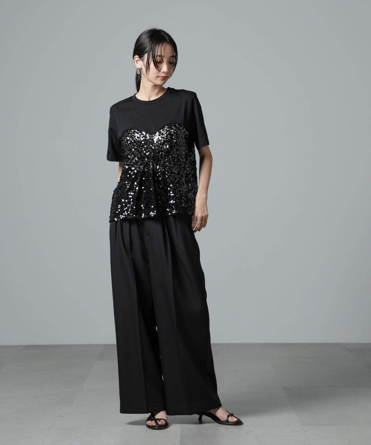 BAUM UND PFERDGARTEN/Sequins ドッキングTシャツ 6715124001