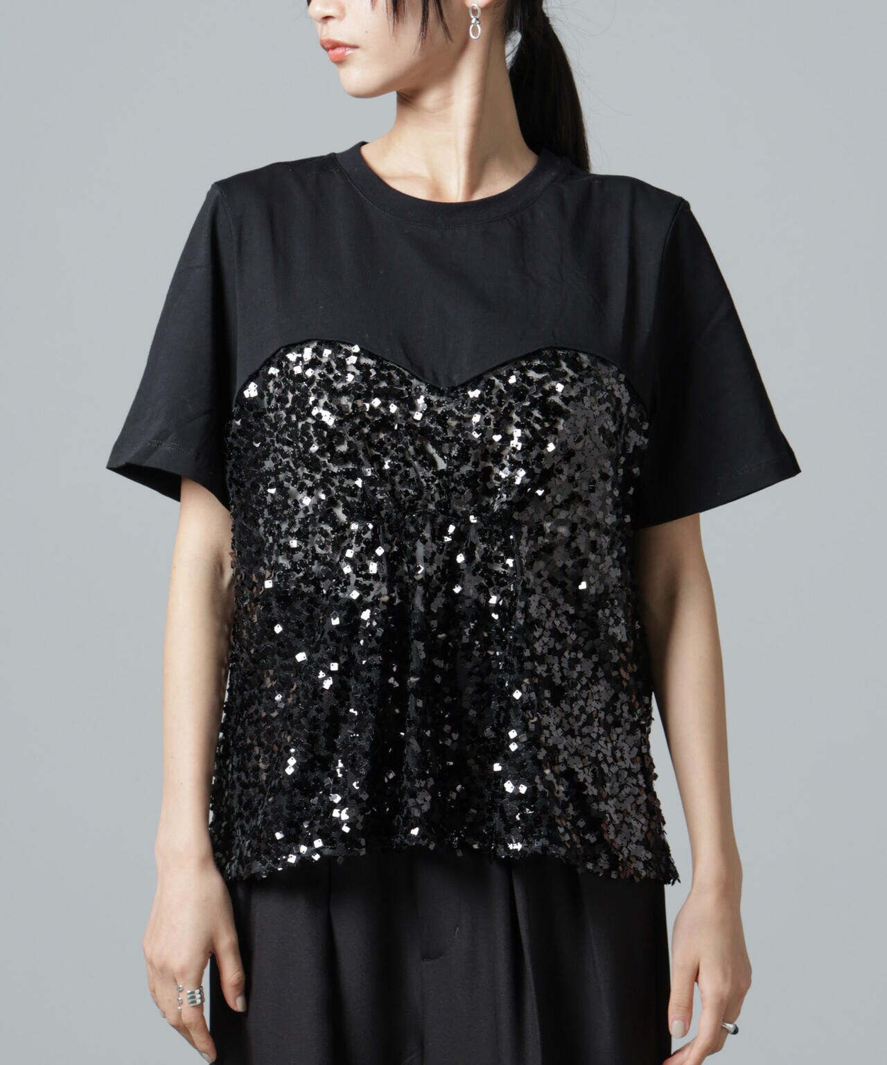 BAUM UND PFERDGARTEN/Sequins ドッキングTシャツ 6715124001