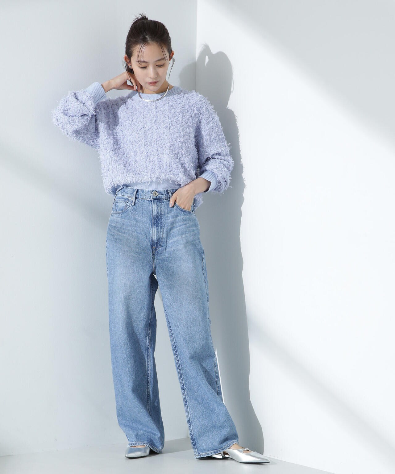 upper hights/THE GARNET ハイライズワイドテーパード デニム 6715127028