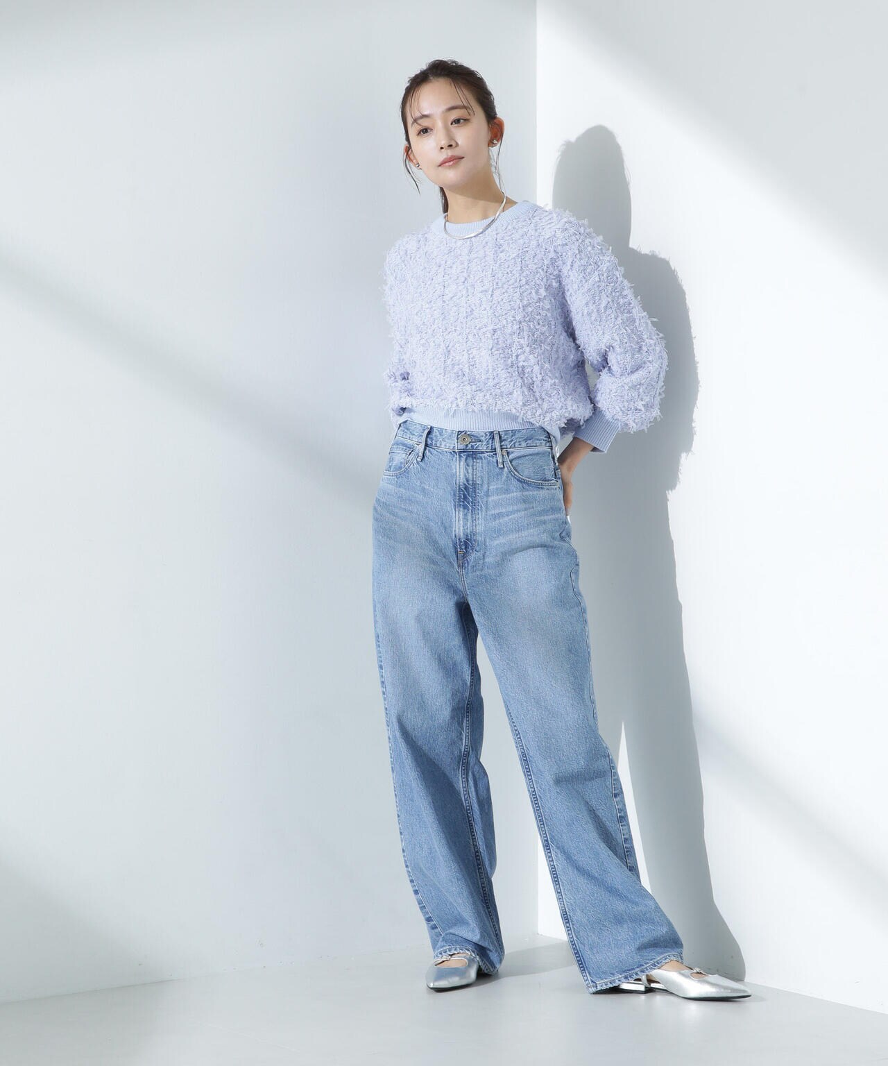 upper hights/THE GARNET ハイライズワイドテーパード デニム 6715127028