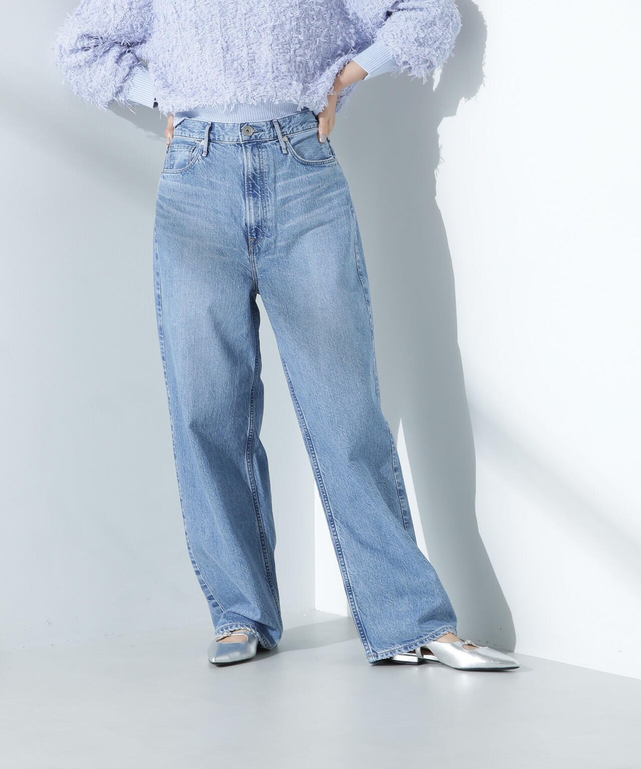 upper hights/THE GARNET ハイライズワイドテーパード デニム 6715127028