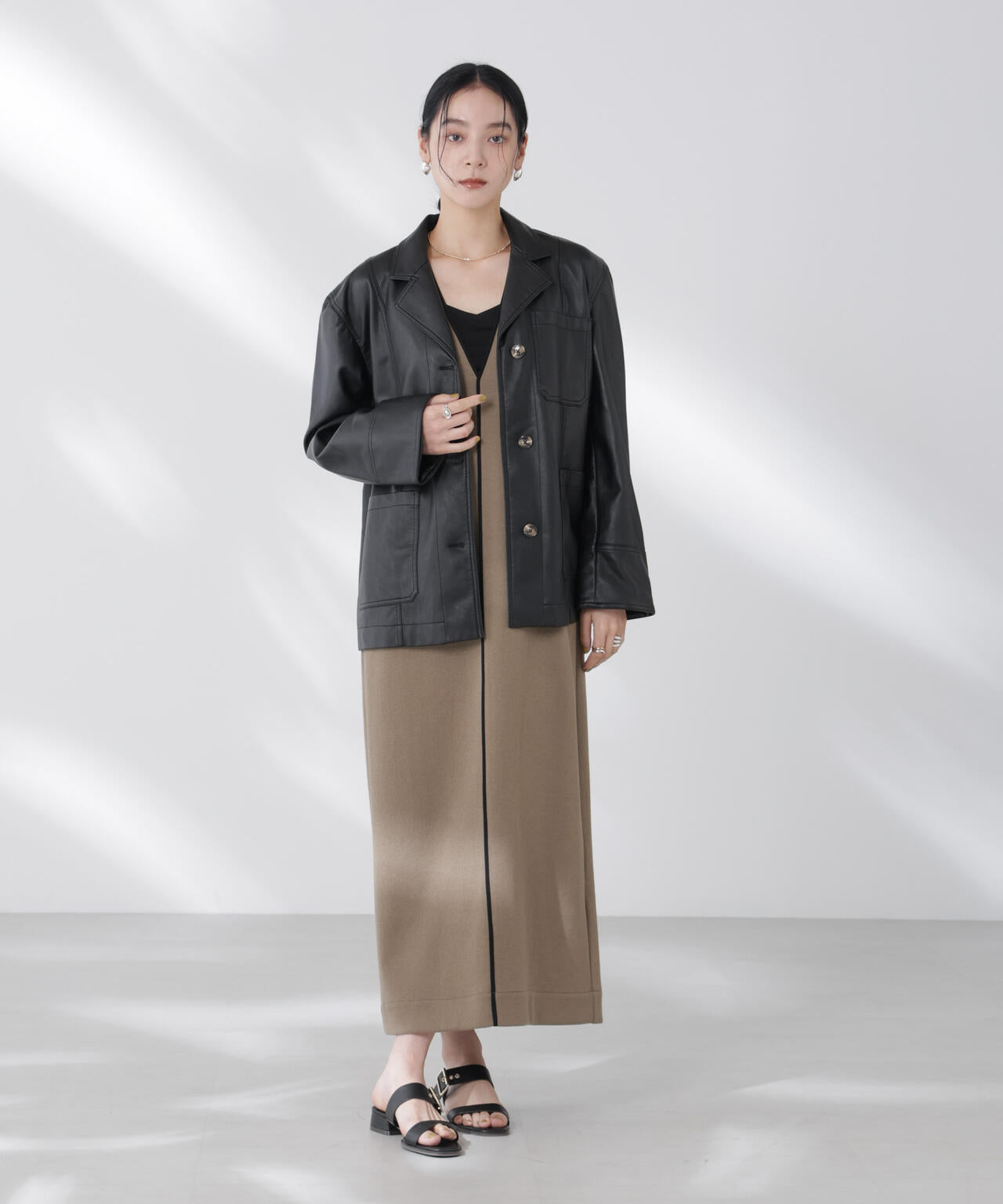 BAUM UND PFERDGARTEN/Textured Faux Leather ジャケット 6715216007