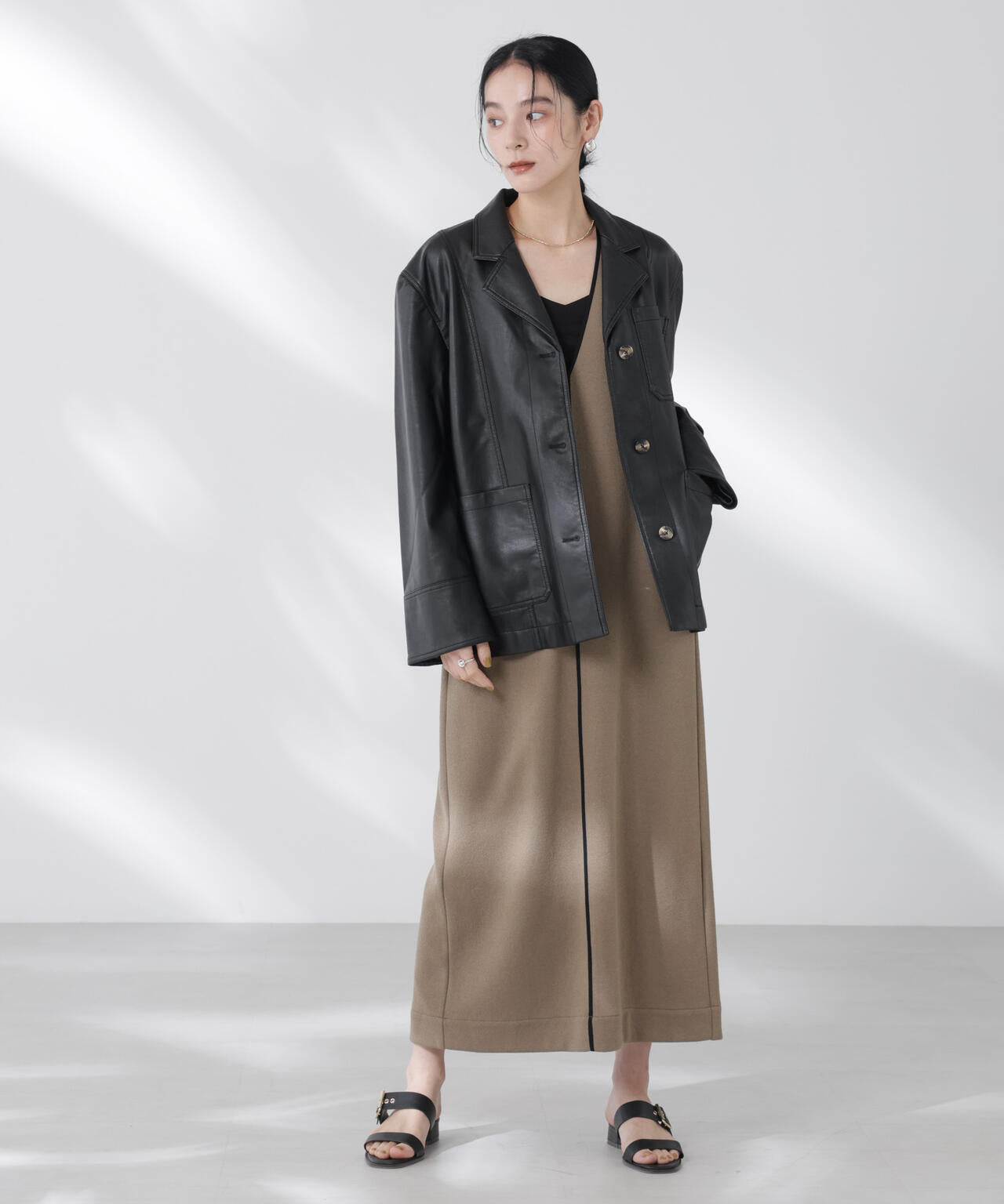 BAUM UND PFERDGARTEN/Textured Faux Leather ジャケット 6715216007