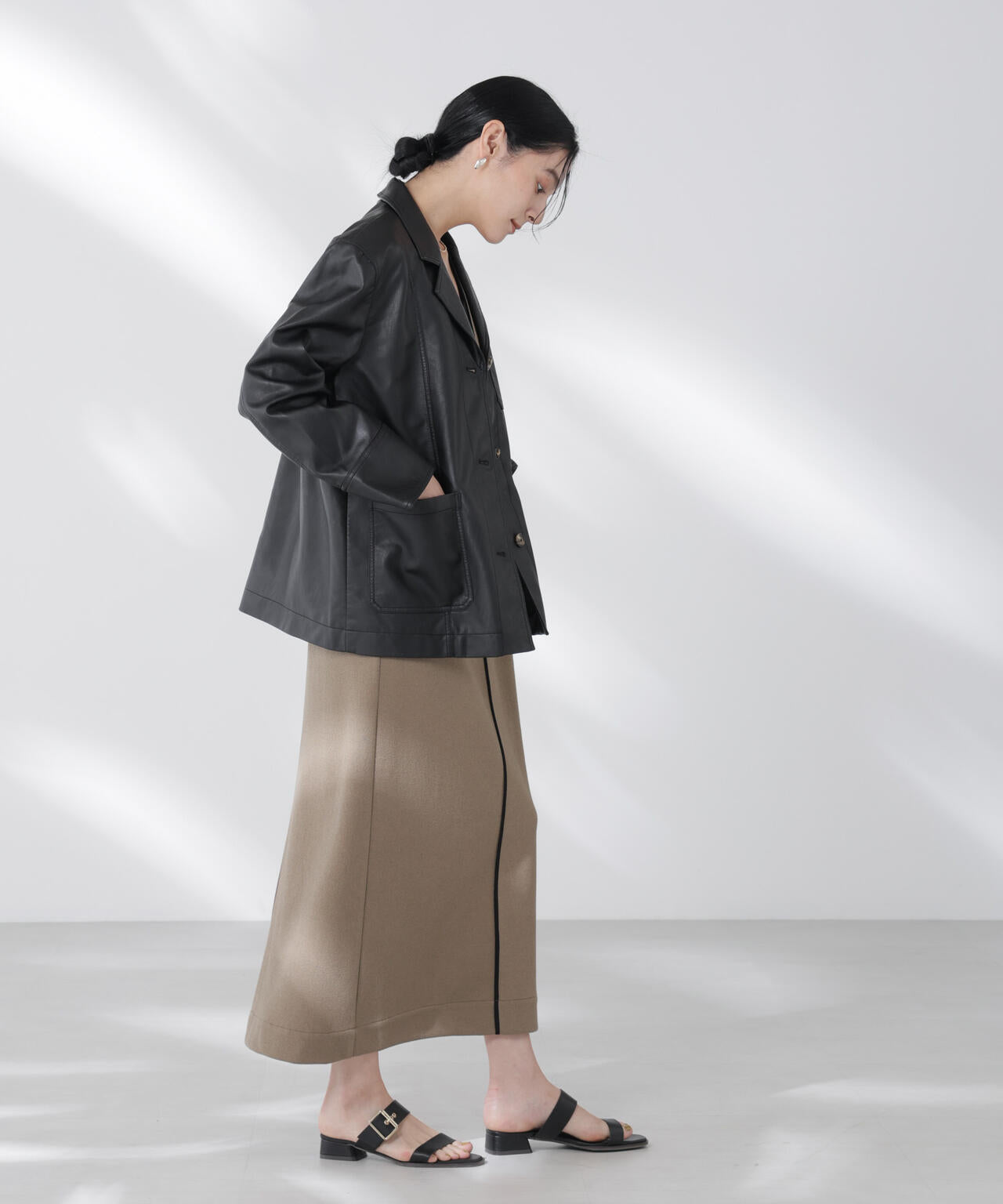 BAUM UND PFERDGARTEN/Textured Faux Leather ジャケット 6715216007