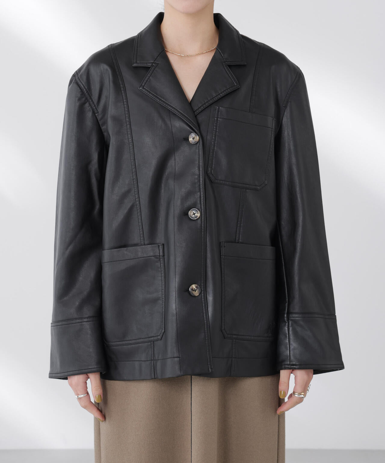 BAUM UND PFERDGARTEN/Textured Faux Leather ジャケット 6715216007