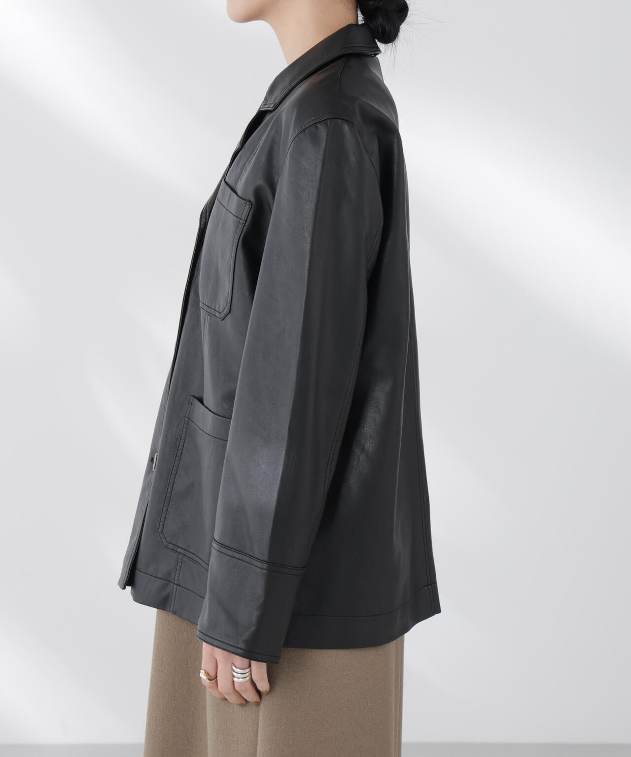 BAUM UND PFERDGARTEN/Textured Faux Leather ジャケット 6715216007