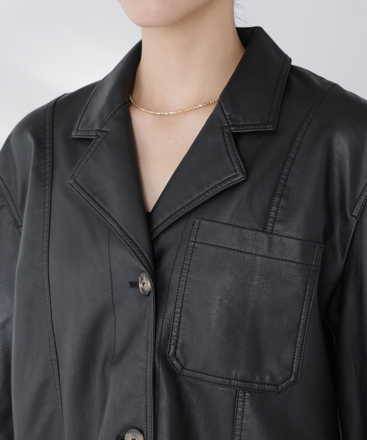 BAUM UND PFERDGARTEN/Textured Faux Leather ジャケット 6715216007