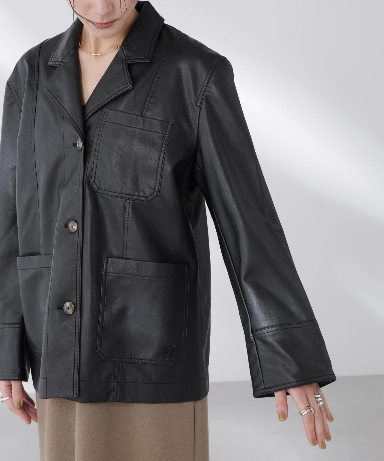 BAUM UND PFERDGARTEN/Textured Faux Leather ジャケット 6715216007