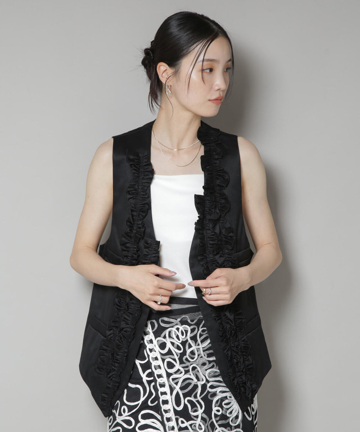 RhodolirioN/Frill Vest - Chino Cloth 6715216013