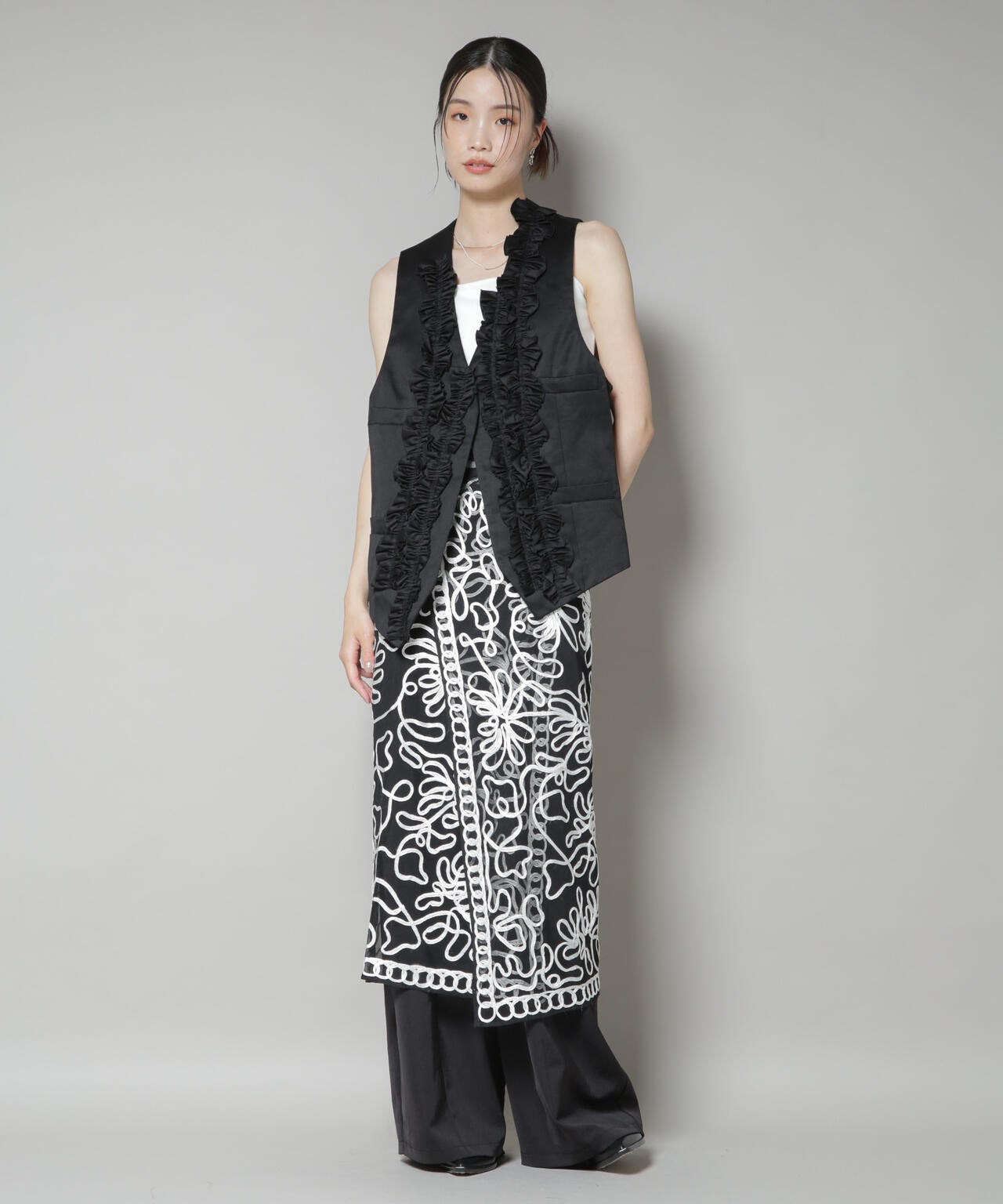 RhodolirioN/Frill Vest - Chino Cloth 6715216013