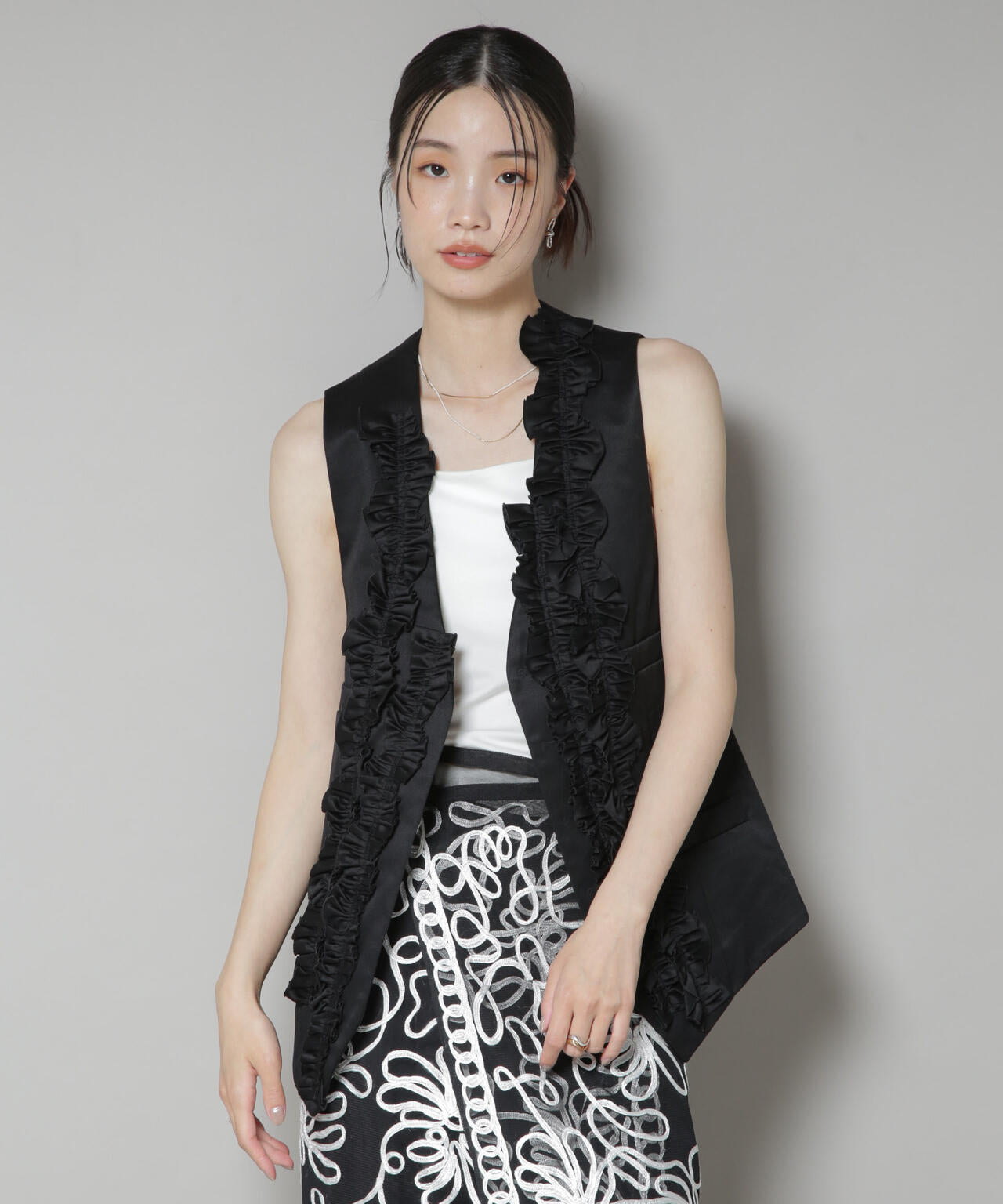 RhodolirioN/Frill Vest - Chino Cloth 6715216013