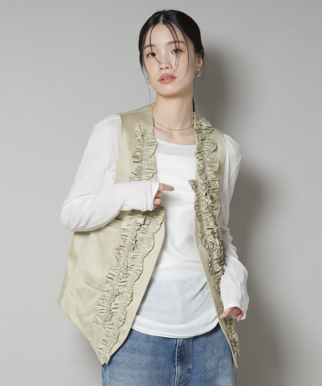 RhodolirioN/Frill Vest - Chino Cloth 6715216013