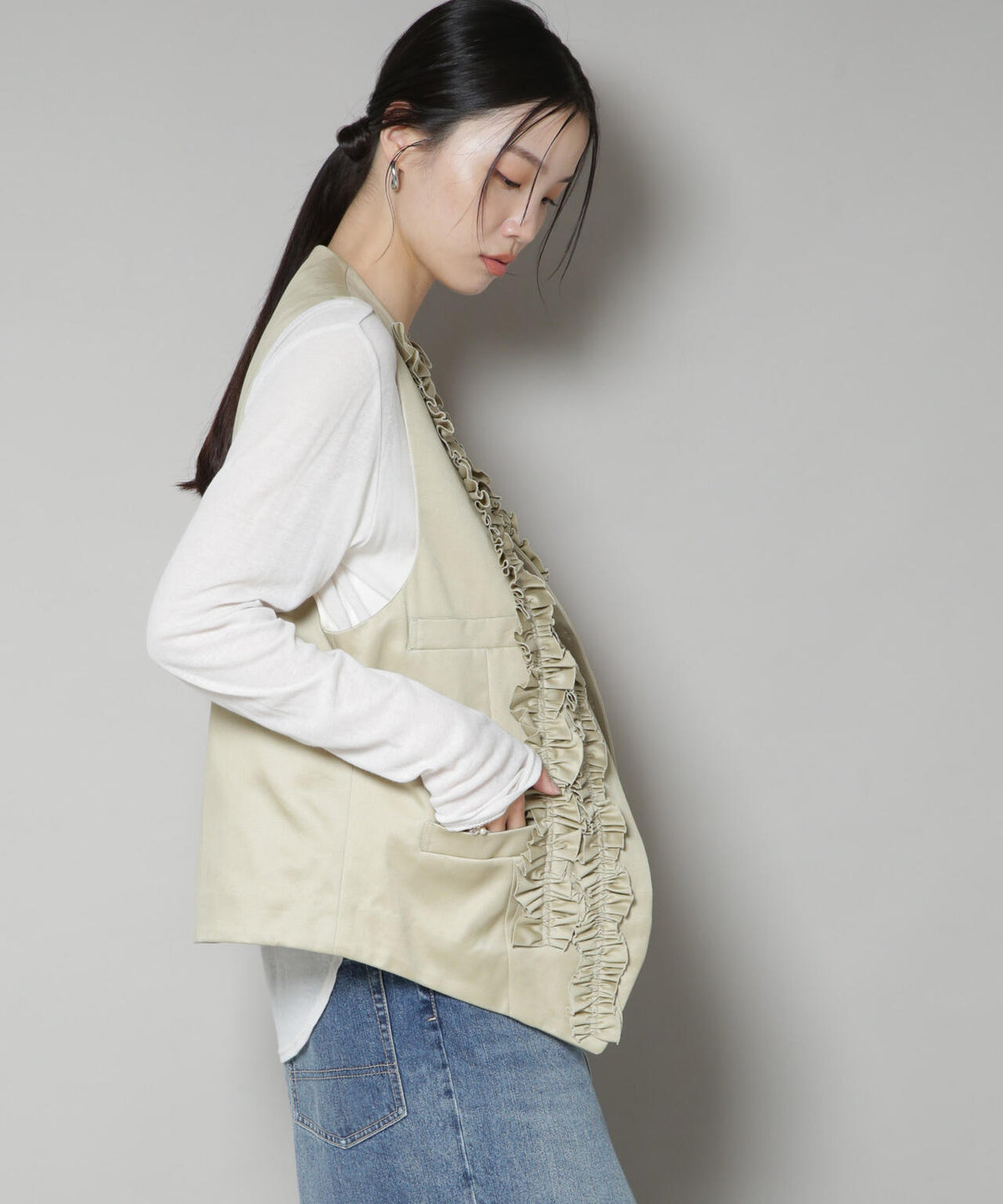 RhodolirioN/Frill Vest - Chino Cloth 6715216013