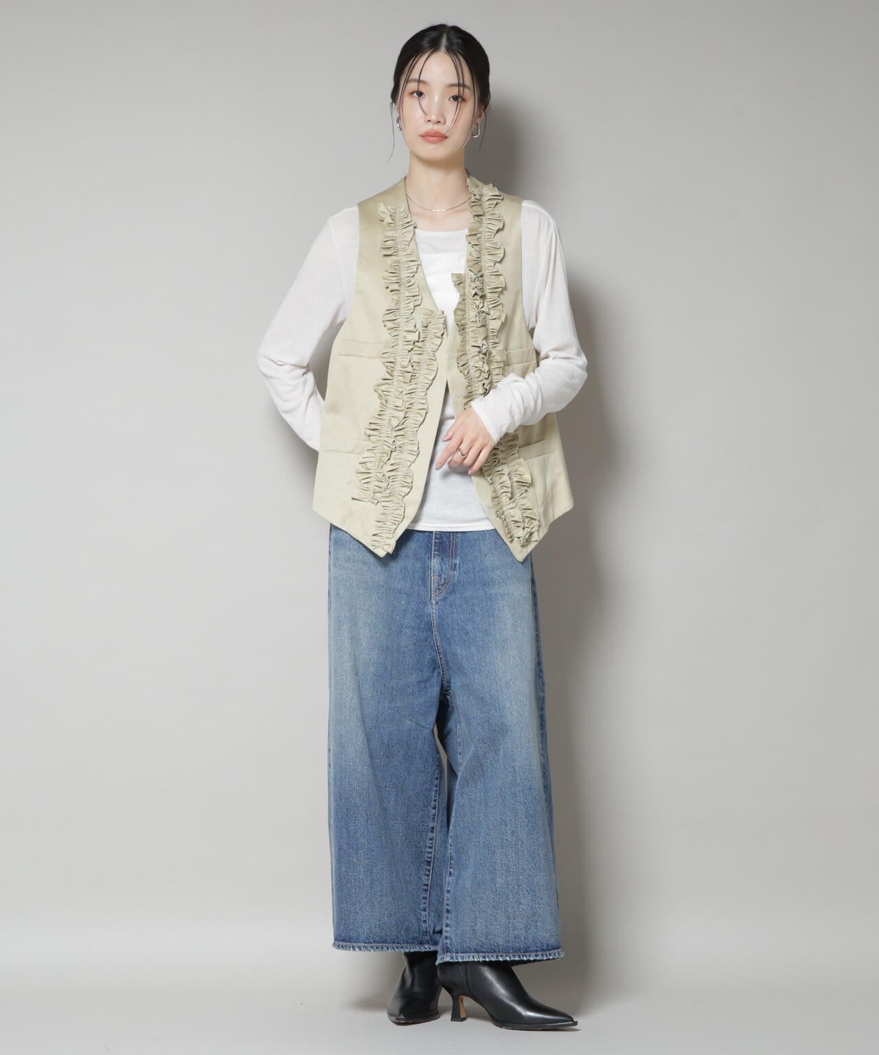RhodolirioN/Frill Vest - Chino Cloth 6715216013