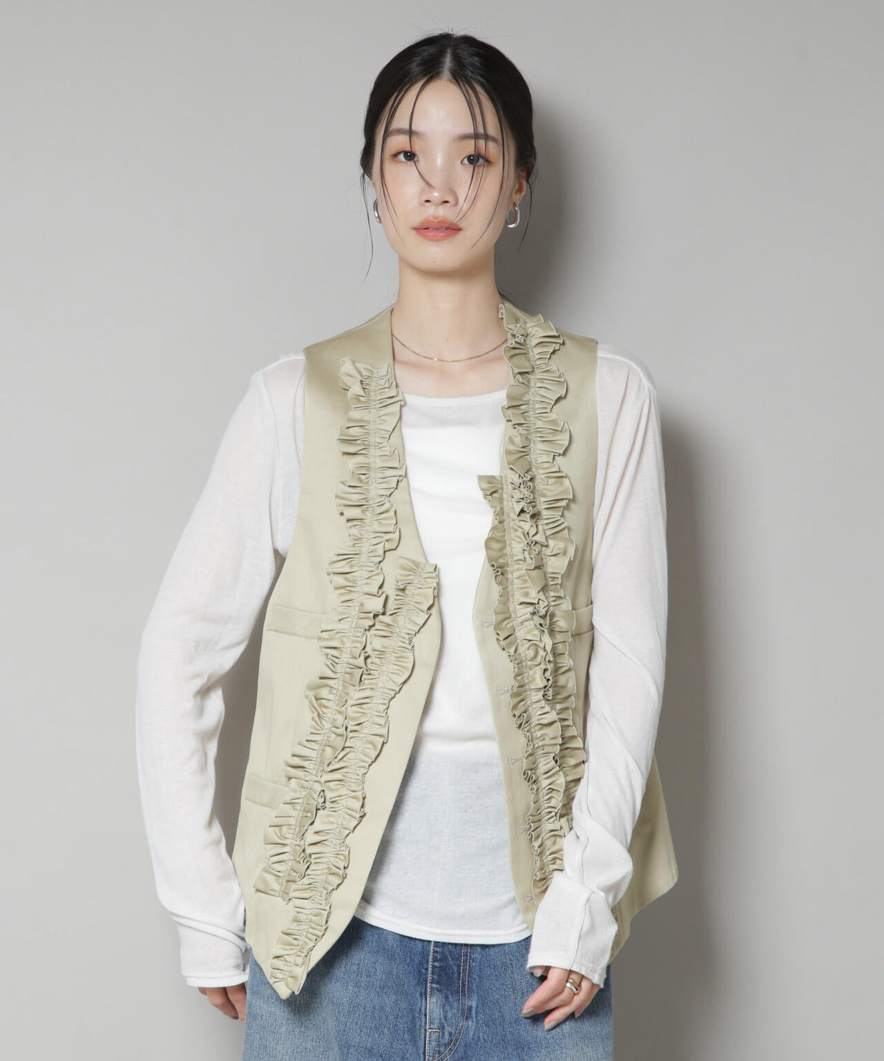 RhodolirioN/Frill Vest - Chino Cloth 6715216013
