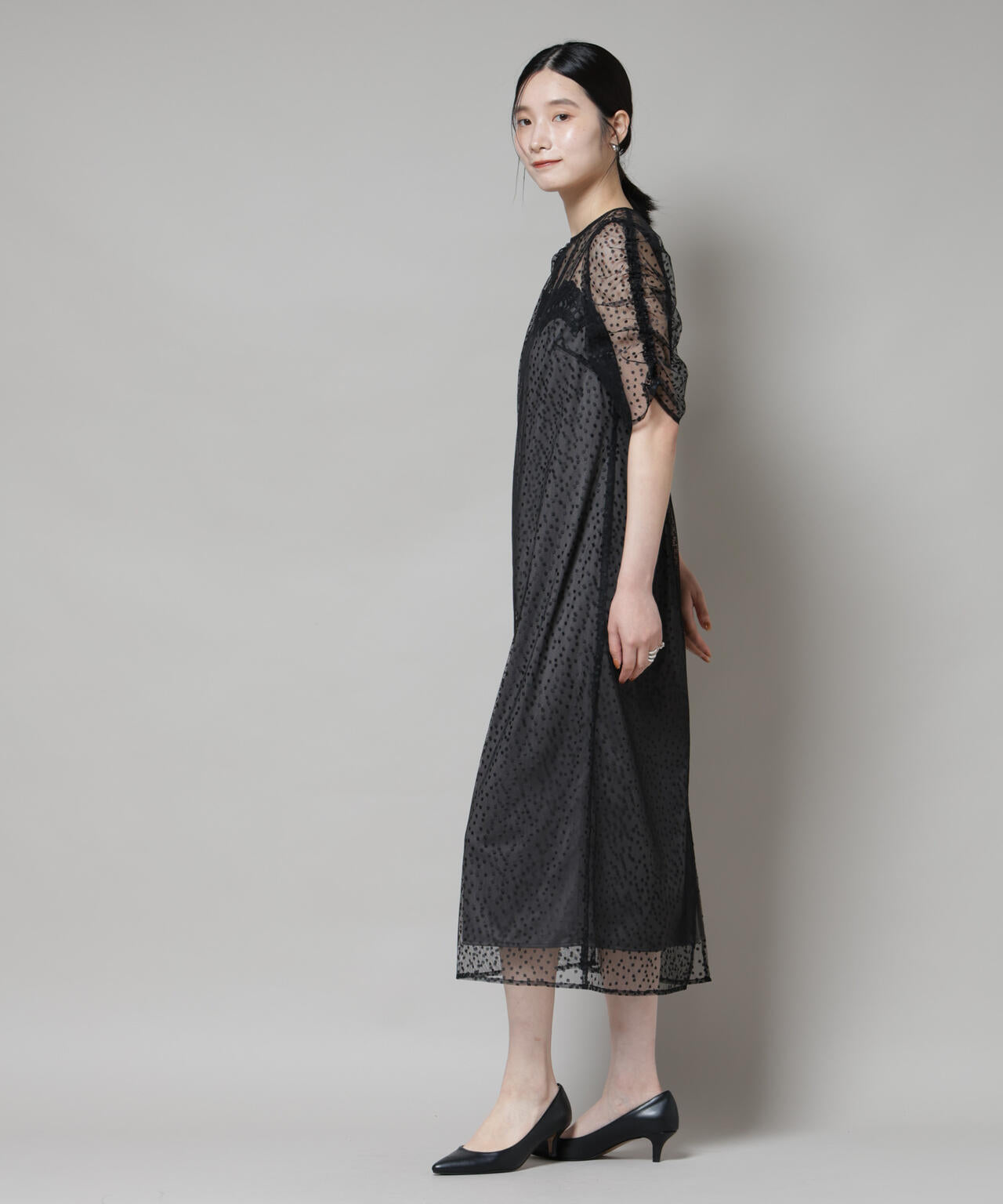 troisiemechaco/ドットチュールジャガードワンピース 6715219045