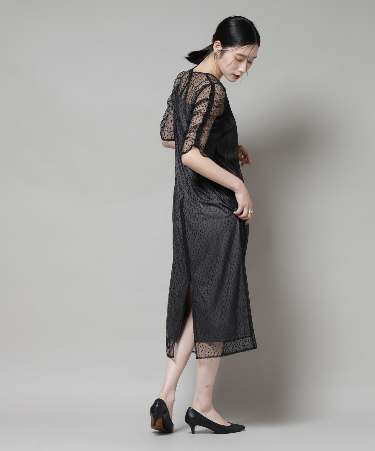 troisiemechaco/ドットチュールジャガードワンピース 6715219045