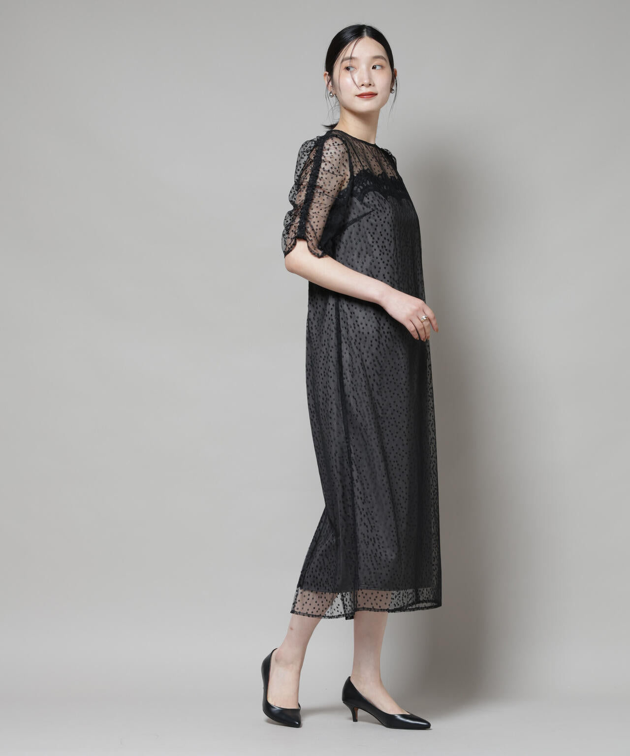 troisiemechaco/ドットチュールジャガードワンピース 6715219045